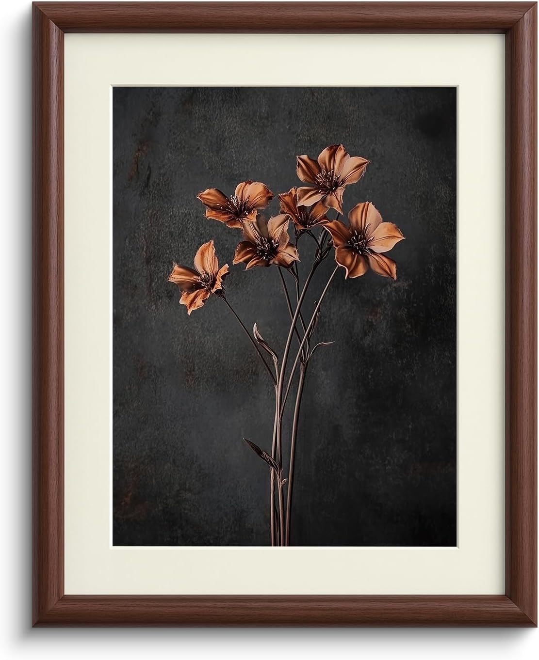 InSimSea Brown Framed Canvas Wall Art, Bedroom Small Vintage Art,11x14in, Retro Dried Floral Paintings Prints, Country Moody Shelf Decor for Living Dining Room Hallway, Anti-dust(with acrylic panel)
