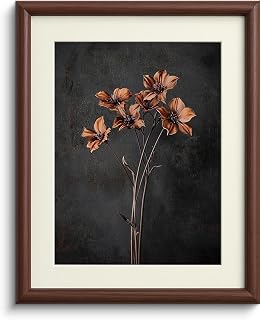 InSimSea Brown Framed Canvas Wall Art, Bedroom Small Vintage Art,11x14in, Retro Dried Floral Paintings Prints, Country Moody Shelf Decor for Living Dining Room Hallway, Anti-dust(with acrylic panel)