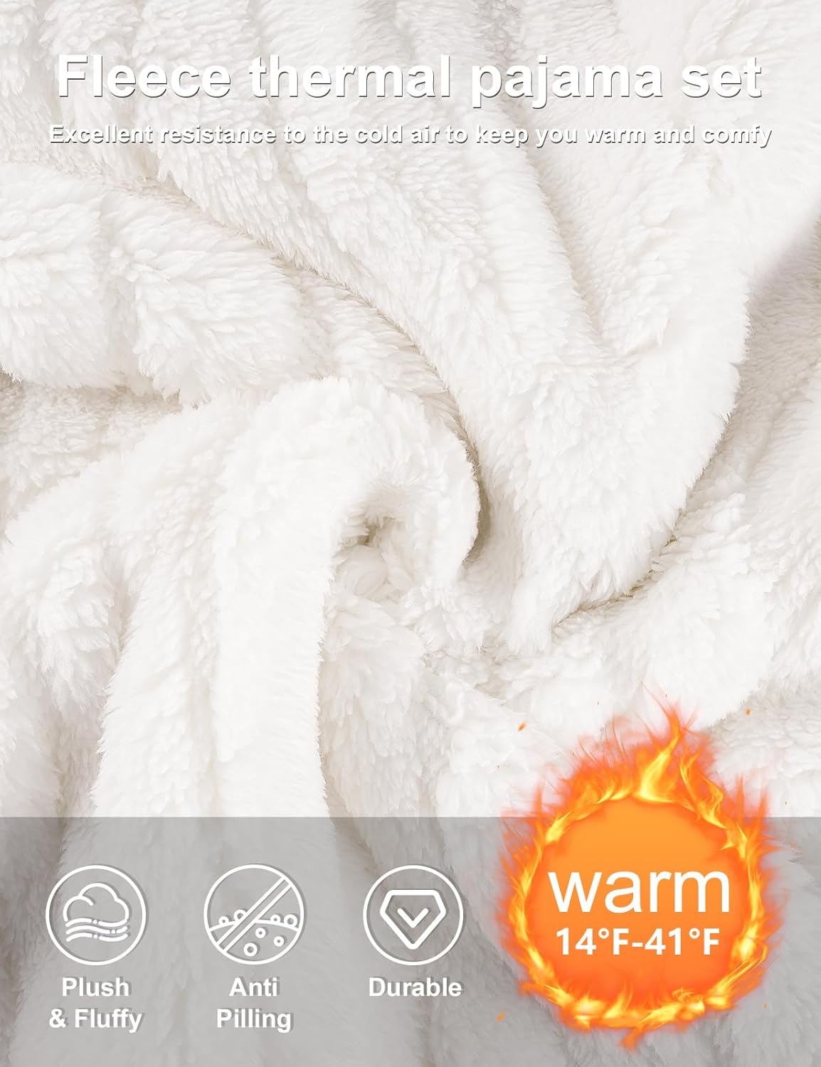 Women's Fleece Pajamas Set Flannel Winter Warm Fuzzy Sherpa Pjs Long Sleeve Cozy Sleepwear for Women - Image 5