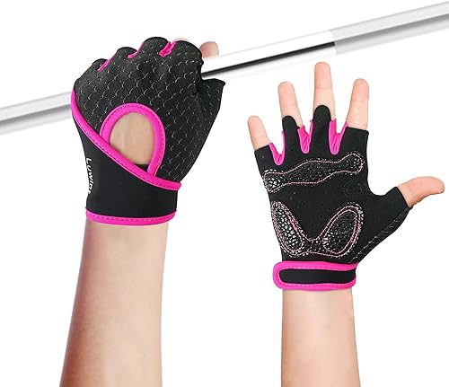 Luwint Guantes de entrenamiento para niños, guantes de ejercicio de agarre ventilado para niños y niñas, levantamiento de pesas, gimnasio, colgantes