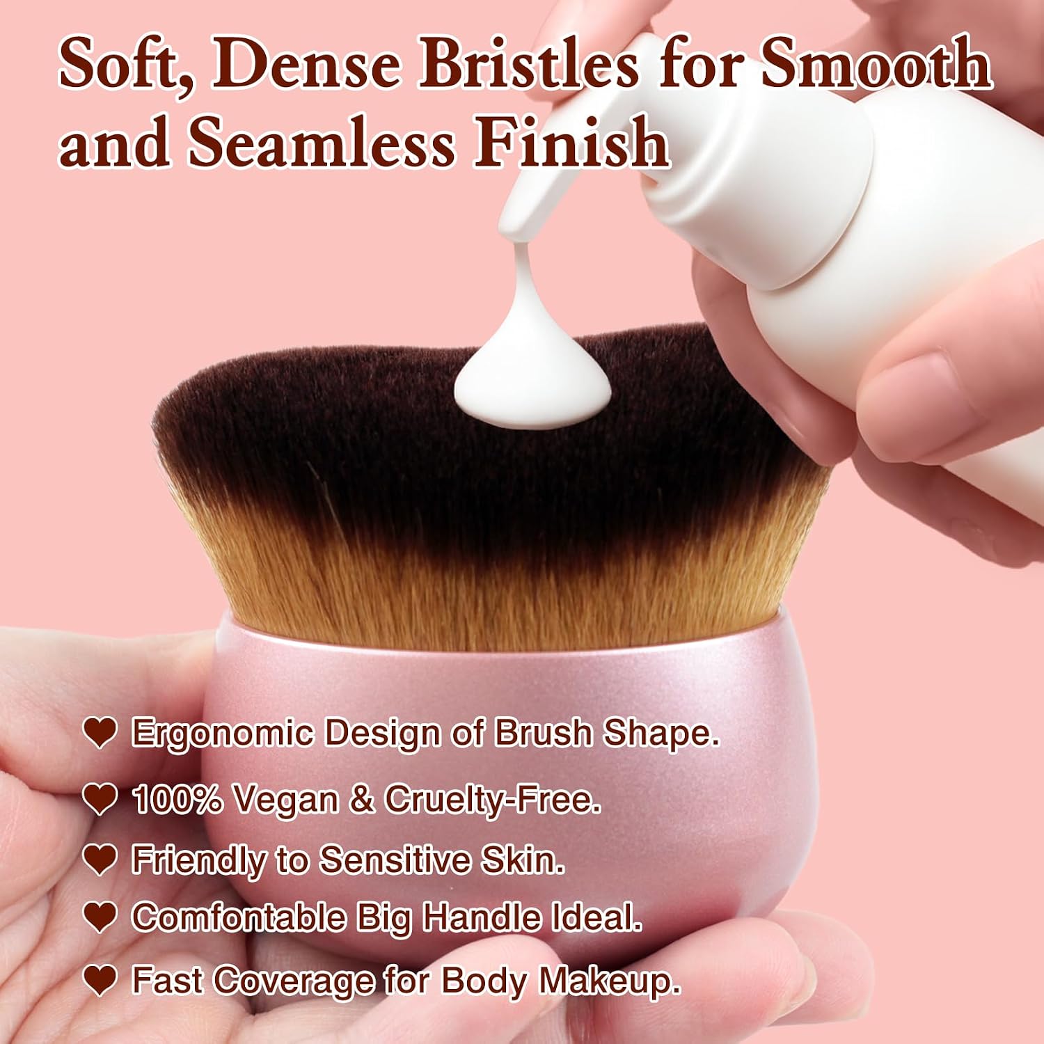 Extra-Wide Kabuki Self Tanner Brush – Full-Body Makeup Brush for Tanning Mousse, Bronzer & Body Foundation, Dense Synthetic Bristles, Non-Slip Handle, Streak-Free Finish