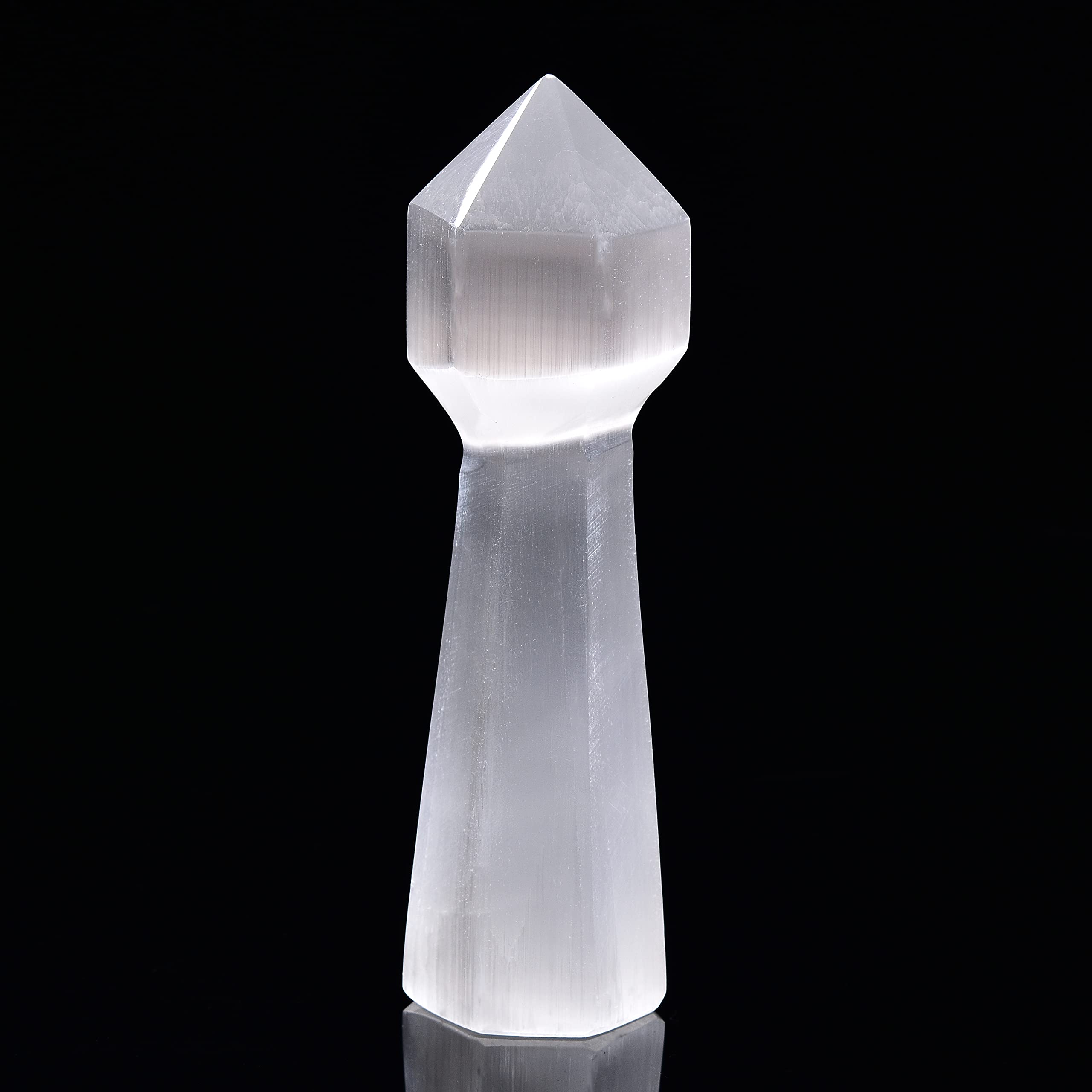 CNYANFEI 6” Natural Selenite Crystal Tower White Selenite Scepter Satin Spar Selenite Tower Crystals and Healing Stones Gemstone Tower for Home Decor Crystal Charging Gift
