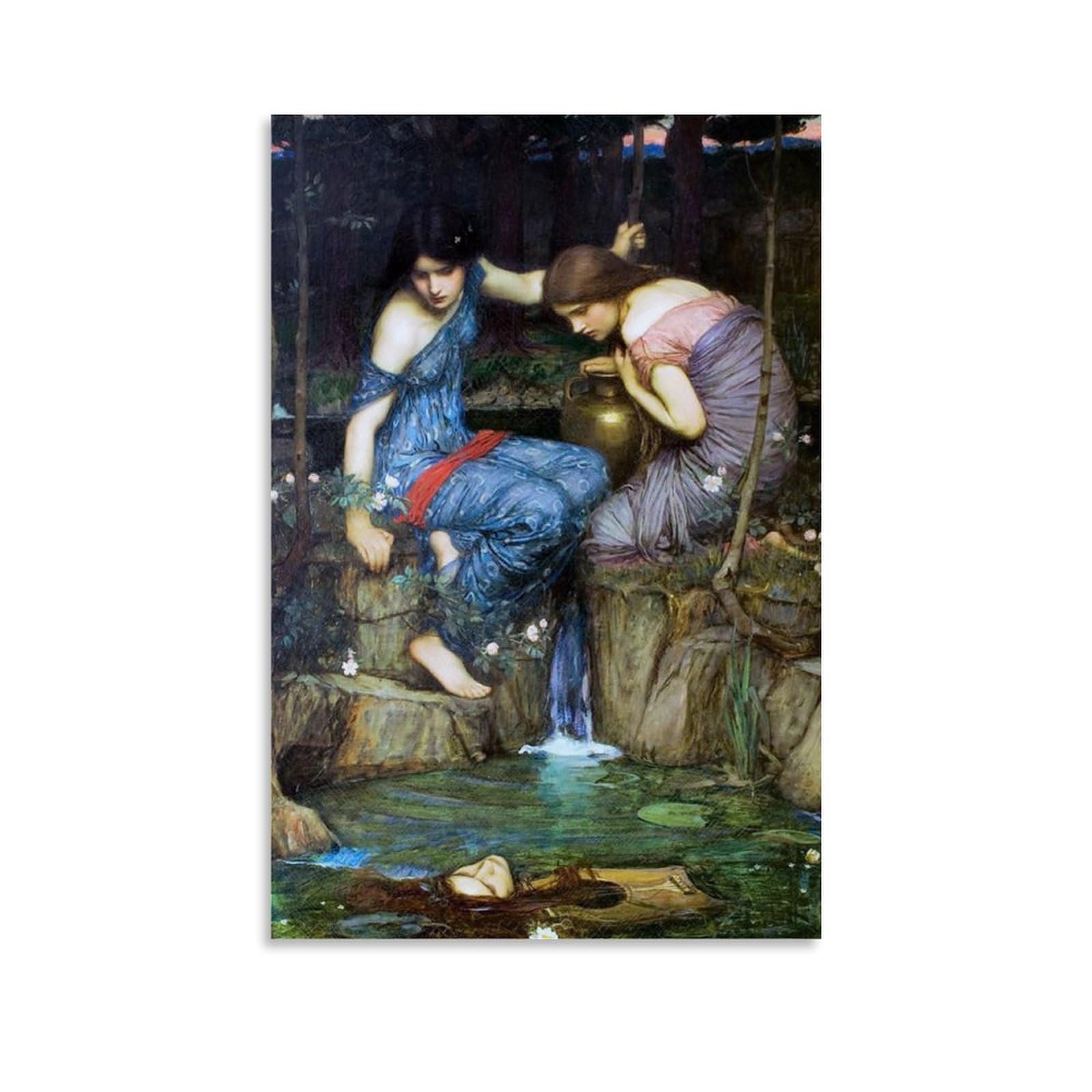 John William Waterhouse Painters' Works「Nymphs Finding The Head of Orpheus」Printed Canvas Poster Wall Art Painting Canvas Gift Living Room Prints Bedroom Decor Artworks 16x24inch(40x60cm)