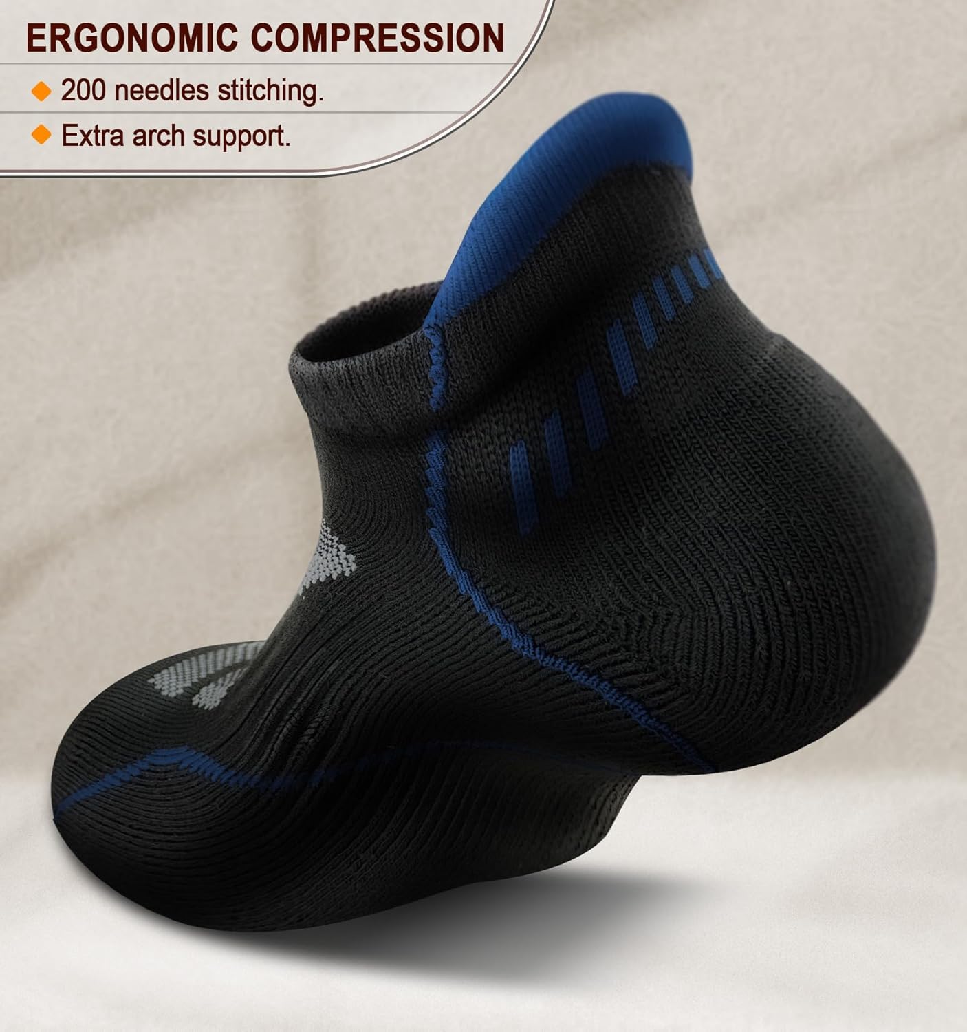 BULLIANT Men Running Socks 6Pairs-Ankle Athletic Socks Wicking Cushioned for Men Walking-Arch Compression Support - Image 4