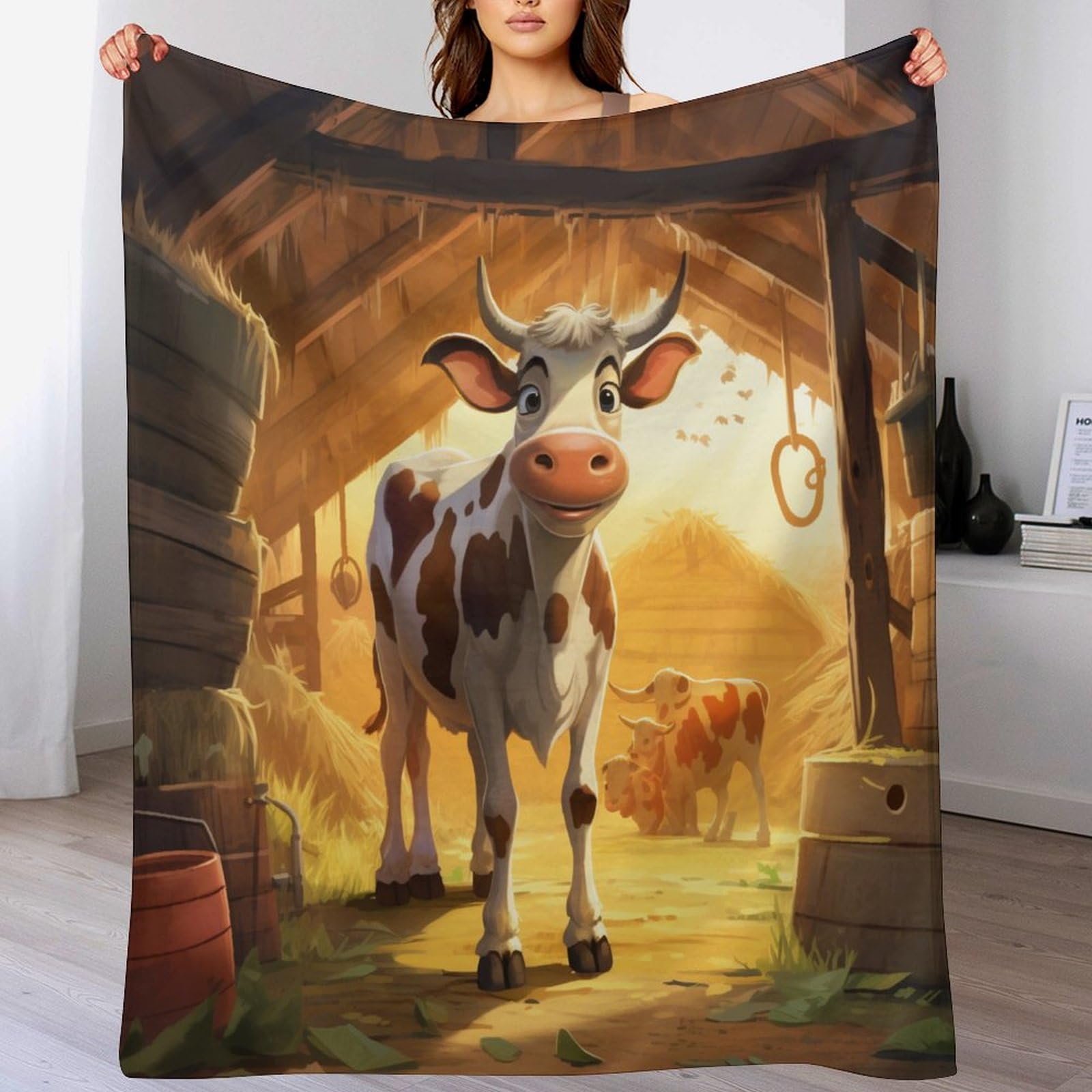 Couverture plaid de lit vache en flannel douce 150x200cm pour toutes saisons