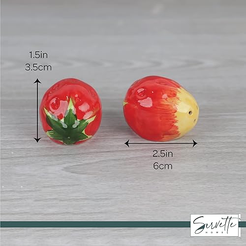 Miniatura 5 de Novedoso juego de salero y pimentero de frutas de cerámica, mini fresa