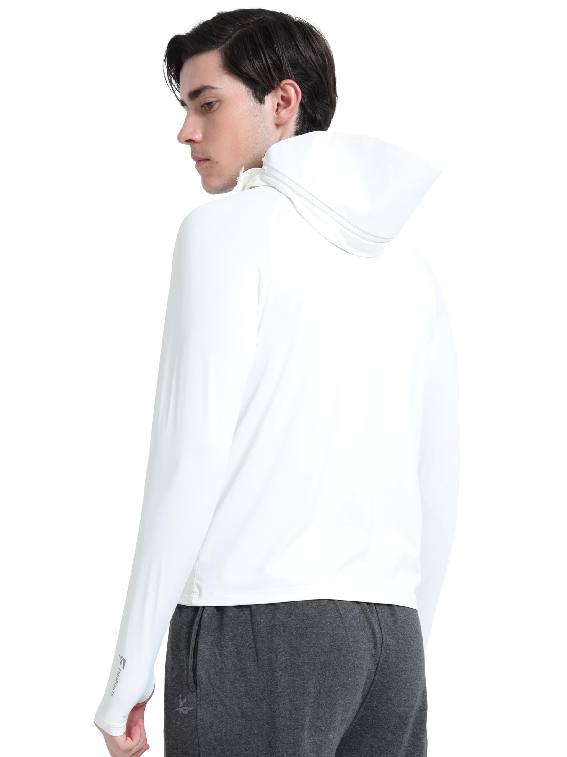 FABSPORTS Men's Nylon Standard Length UV Protection Sun Screen Jacket, Sun Protection Clothing, Lightweight with UPF 50+ for Outdoors, White, Medium - Image 7 thumbnail