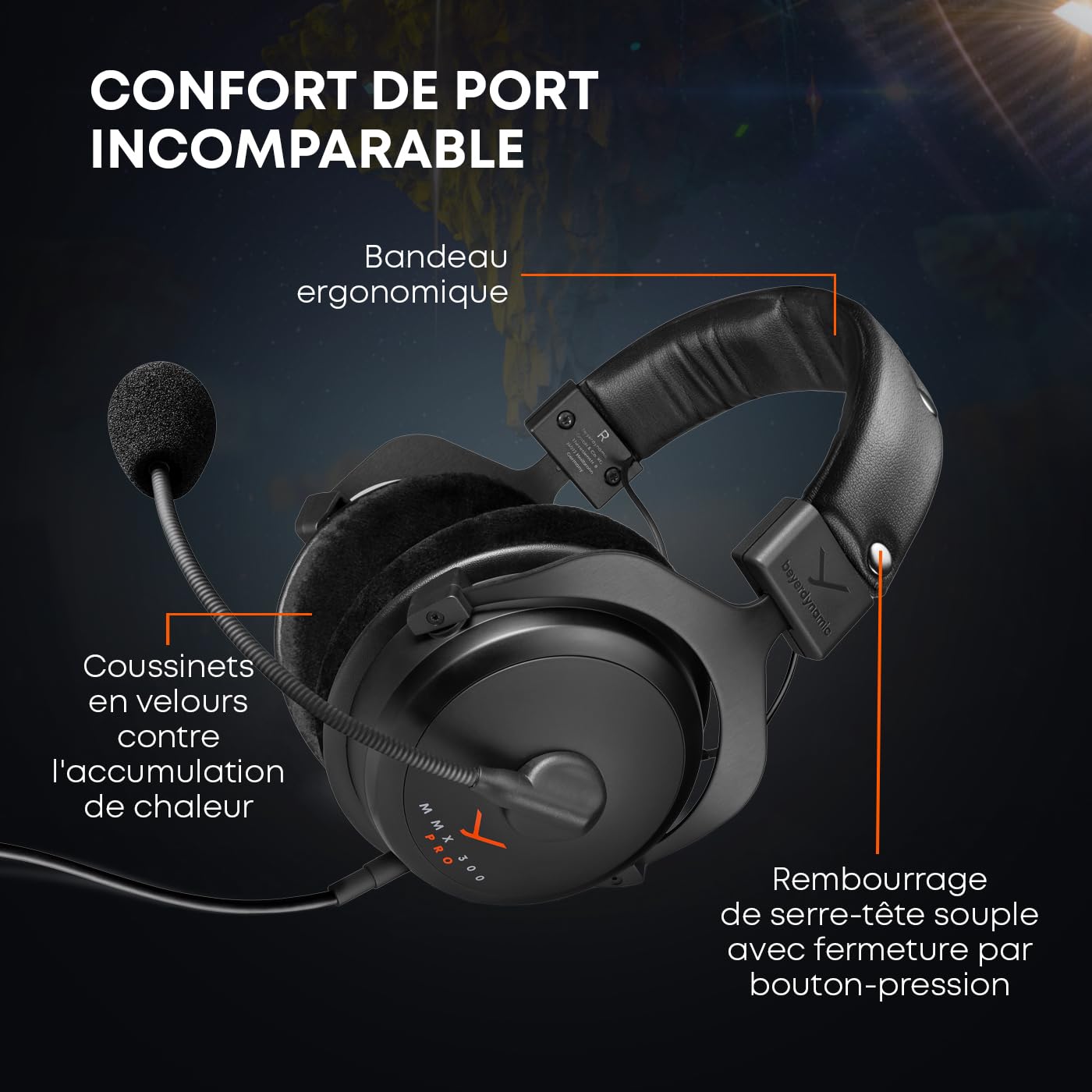 beyerdynamic MMX 300 Pro Casque Gaming Filaire avec transducteurs Stellar.45 et Microphone à condensateur
