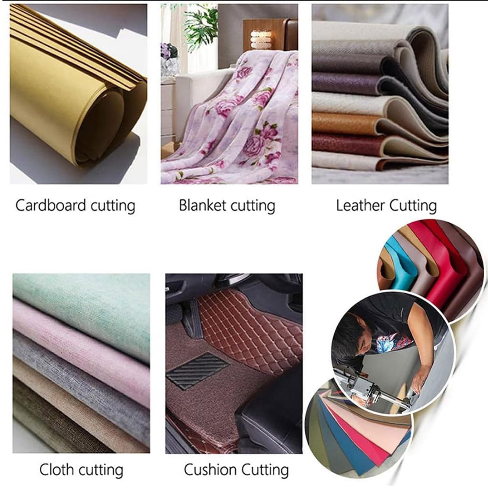 MáQuina Cortadora De Telas Industrial con Chasis De 4 Ruedas GuíA, MáQuina Cortadora De Cuchillas Rectas De Alta Velocidad De 6"/8"/10" con Afilado AutomáTico De Cuchillas,6"