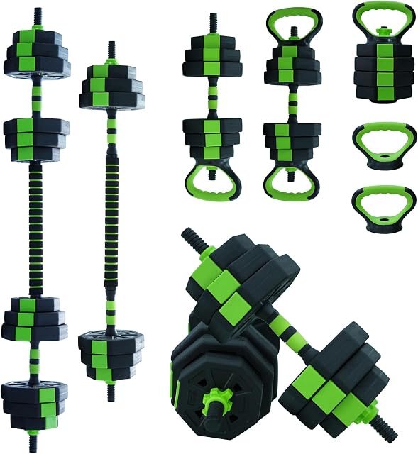 Ensemble de dumbbell réglable tout-en-un pour la maison de gym, 33/44 Lbs poids libres convertis en barbell & Les cloches, compactes 4-in-1 Design Enregistrer Space