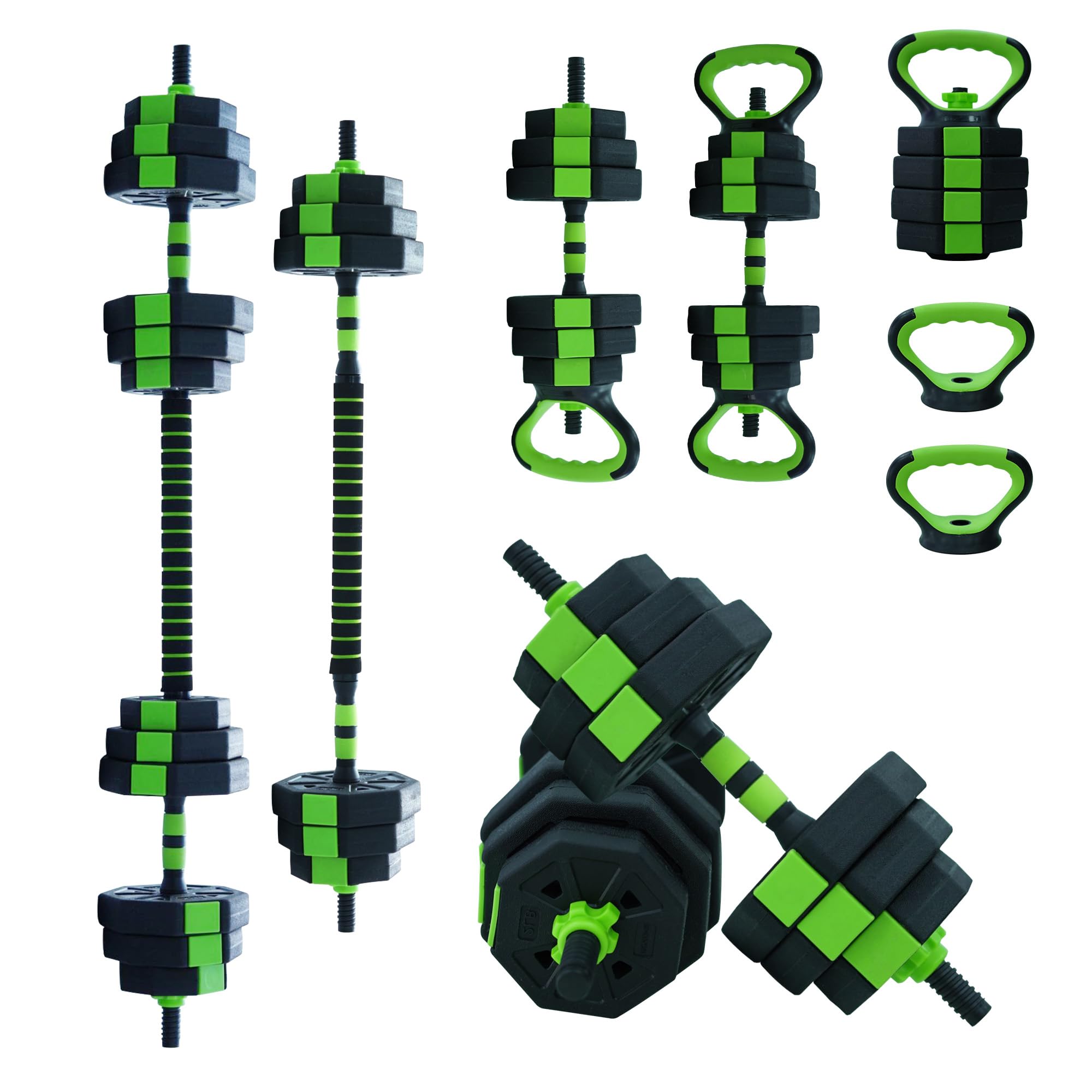 Adjustable Dumbbell Set, 4-in-1 Multi-Function Free Weights Set Converts to Barbell, Kettlebell & Push Up Stand, Home Gym Equipment for Men Women Strength Training, Workout Fitness