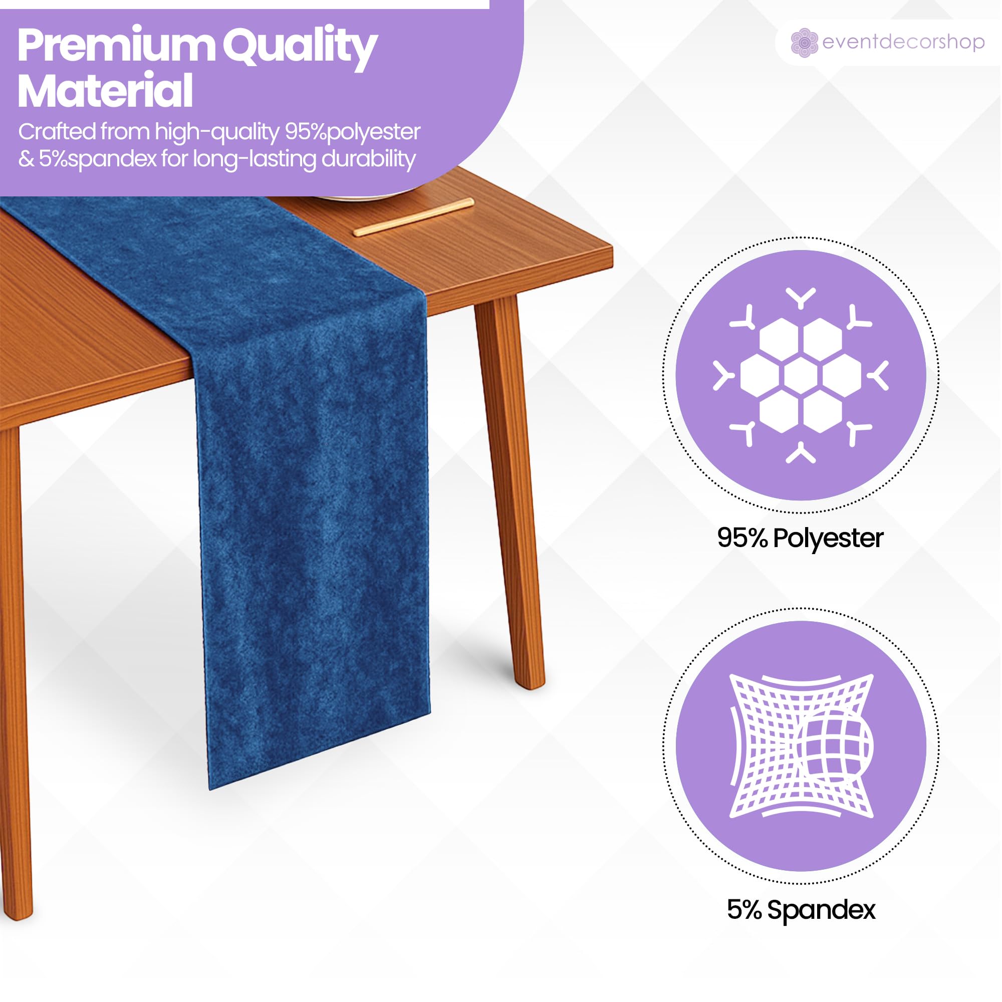 Lot de 10 chemins de table longs en velours écrasé pour fêtes et événements - Décoration de table de banquet de luxe - 33 x 274 cm - Pour mariage, printemps, Noël, maison, salle à manger