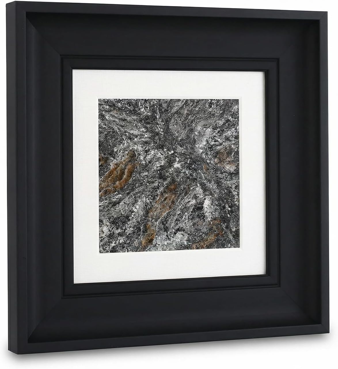 Natural Marble Decorative Wall Art Home Decor for Living Room Abstract Stone Painting Bedroom Aesthetic Office Farmhouse Fall Heavy Texture Picture Framed 14x14 inch Platinum Diamond