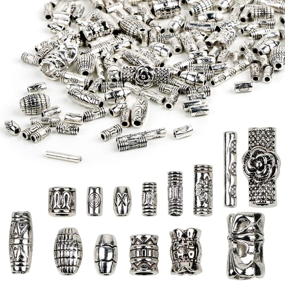 300pcs Silver Spacer Beads Mixed Tibetan Spacer Beads for Jewellery Making DIY Bracelets Necklaces