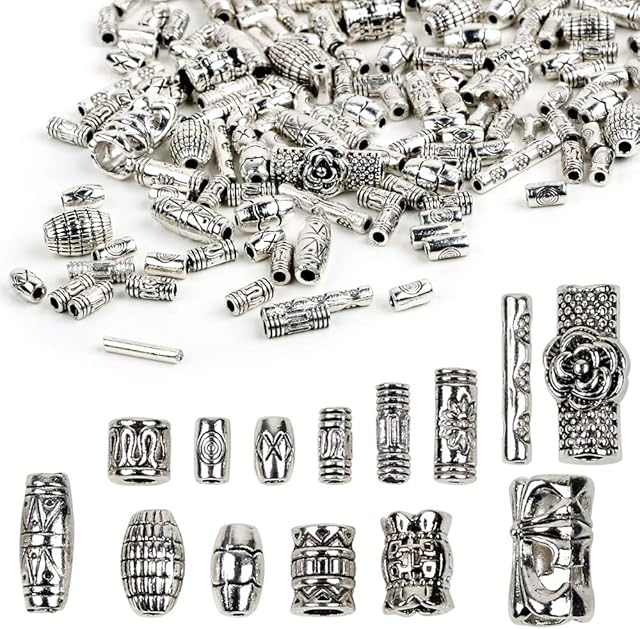 300pcs Silver Spacer Beads Mixed Tibetan Spacer Beads for Jewellery Making DIY Bracelets Necklaces