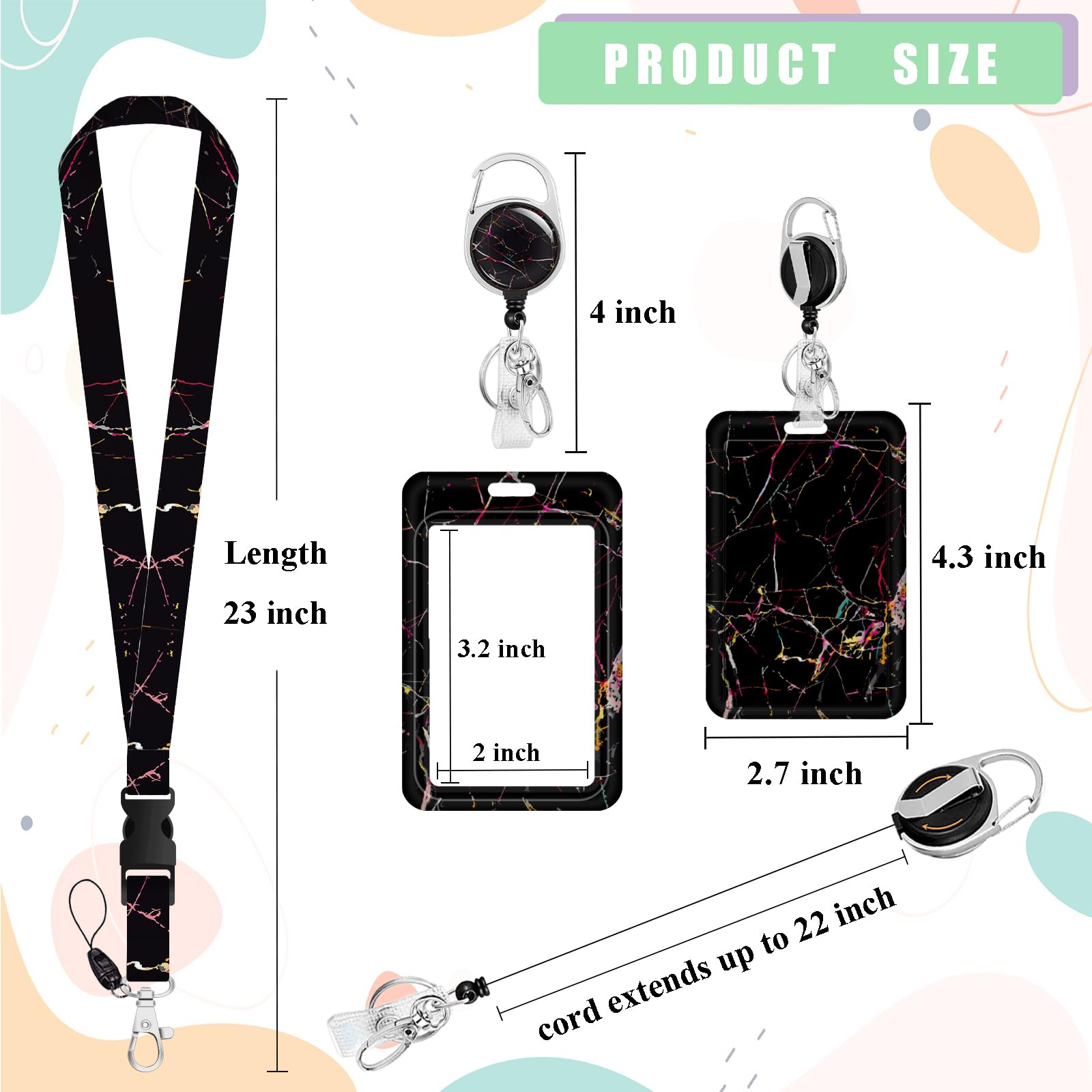 Pawfly Porte-badge Coulissant Vertical En Plastique Avec Enrouleur De