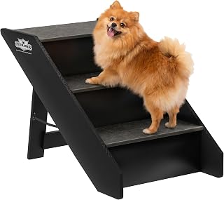 Pet Stairs - Home and Vehicle Foldable Nonslip Dog Steps with 3-Step Design - for Puppies, Kittens, and Other Small Pets by PETMAKER (Gray)