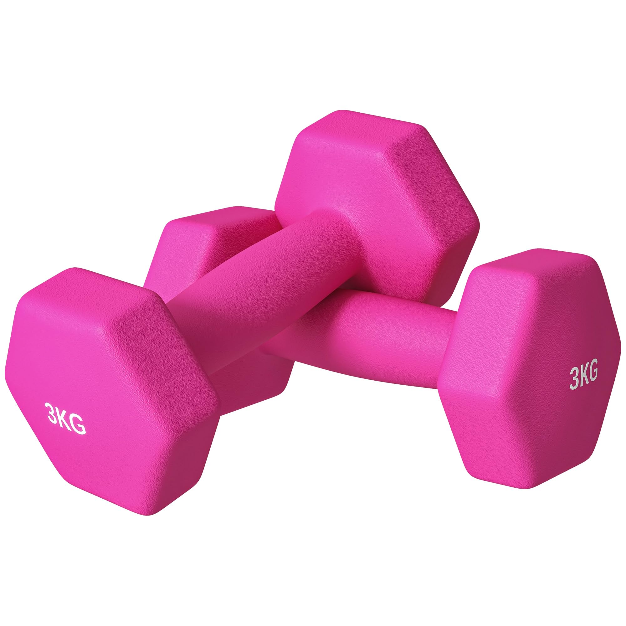 SPORTNOW Zestaw 2 hantli sześciokątnych z antypoślizgowym uchwytem do treningu w domu, 2 x 3/4/5 kg