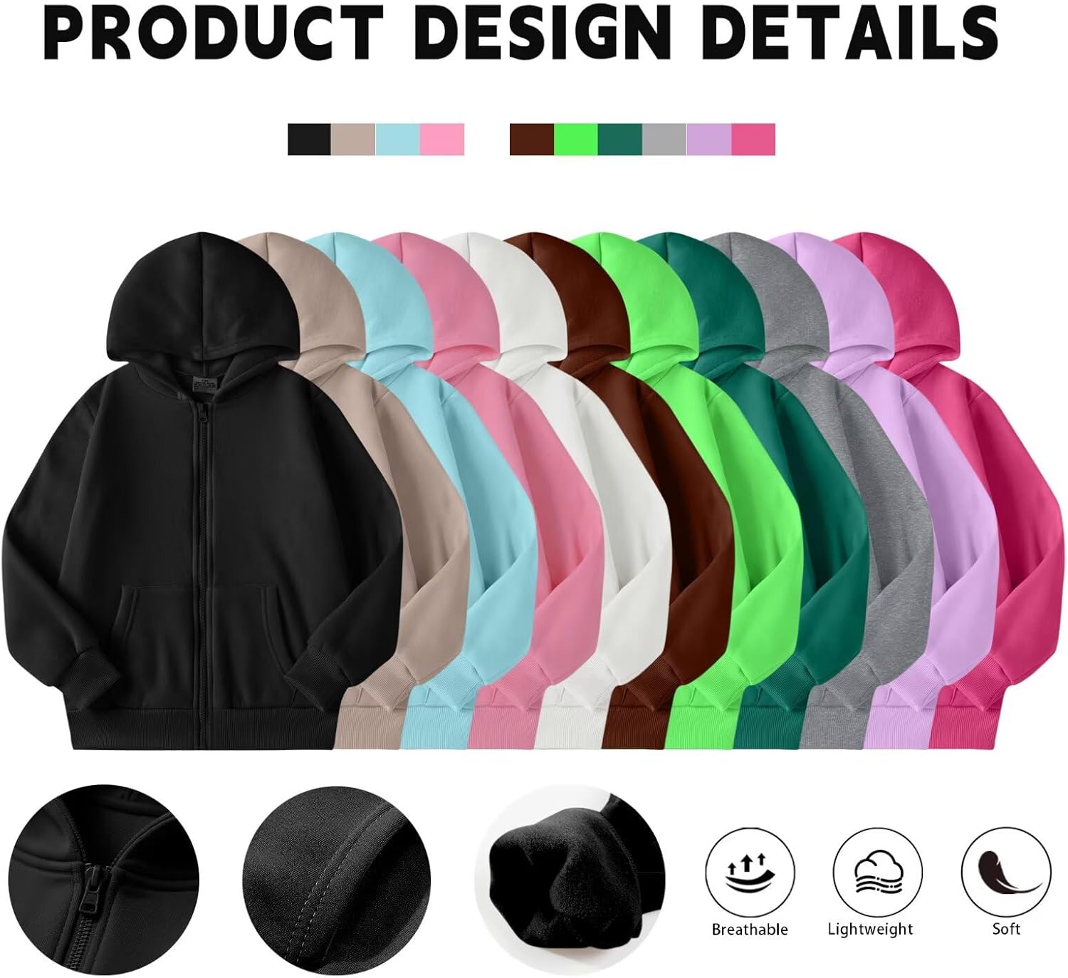 Girls Boys 2 Piece Tracksuit Athletic Sweatsuits Sets Zipper Hooded Sweatshirt and Jogger Sweatpants Clothing Sets for Kids,Black,12Y-150 - Image 4