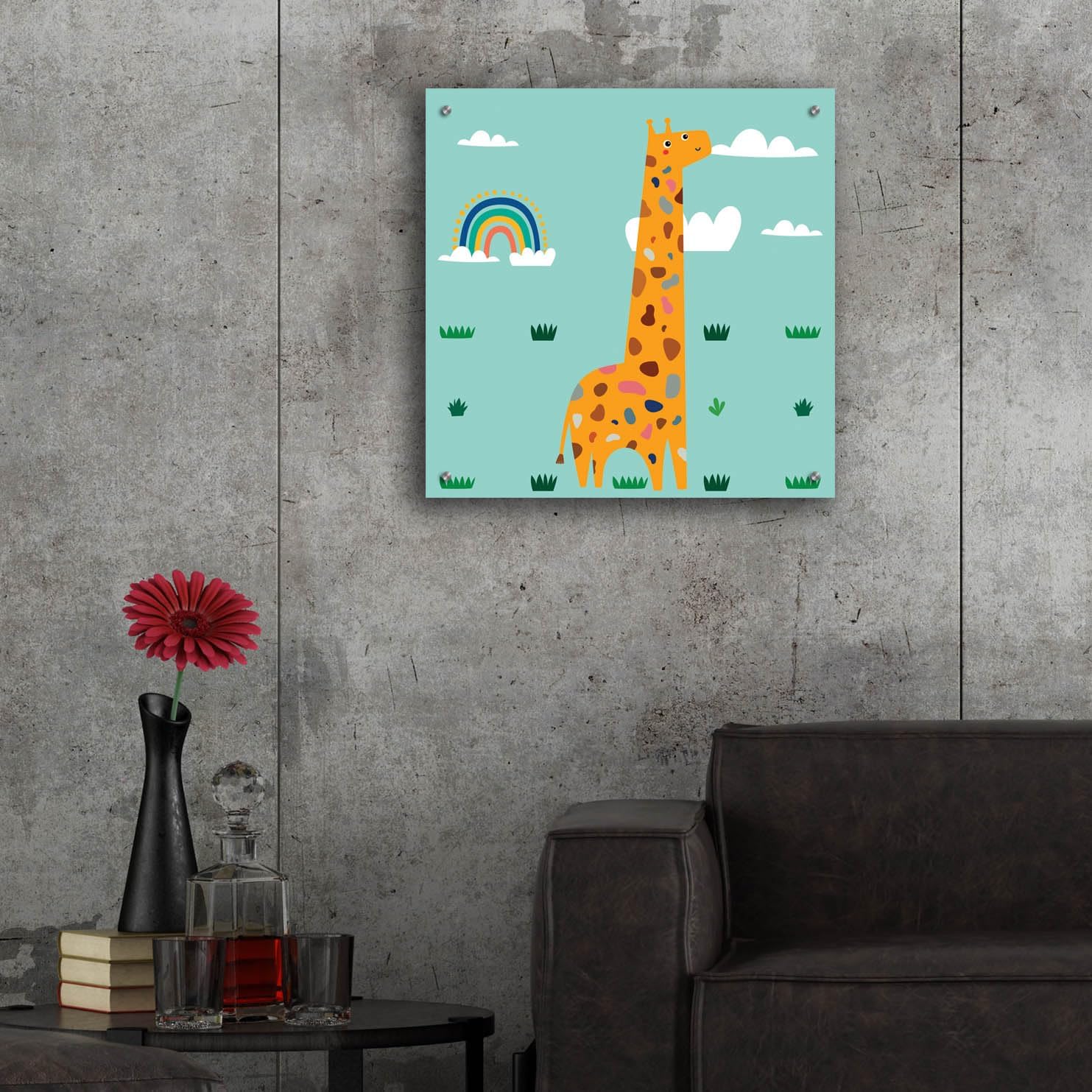 Epic Art 'Cute Girafe' by Epic Portfolio, Acrylic Glass Wall Art, 24"x24"