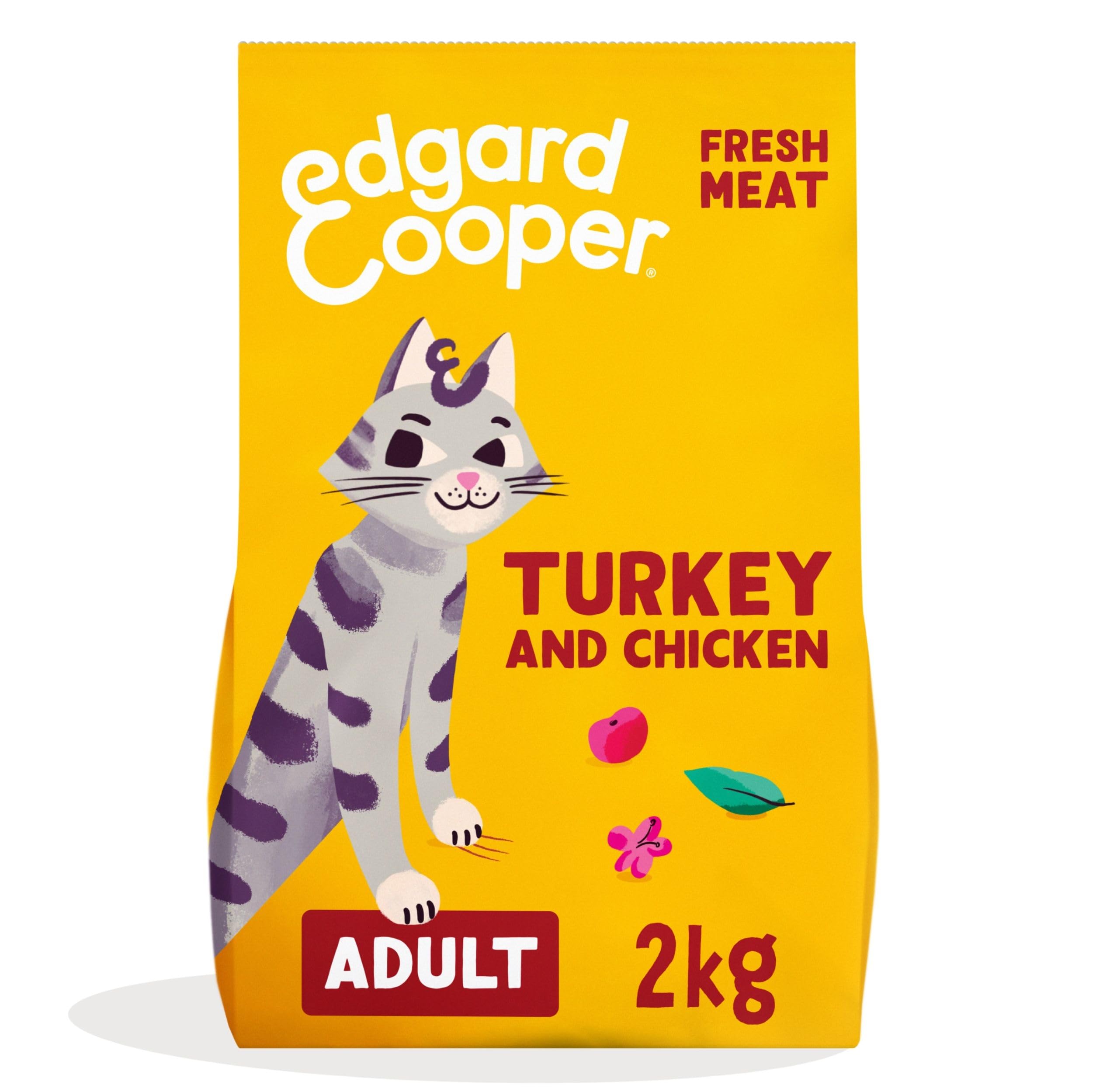 Edgard and Cooper Dry Cat Food Grain Free Adult Turkey and Chicken 2kg - Natural, Fresh Meat for indoor or outdoor cats, Junk free, Healthy Ingredients, help support sensitive stomachs