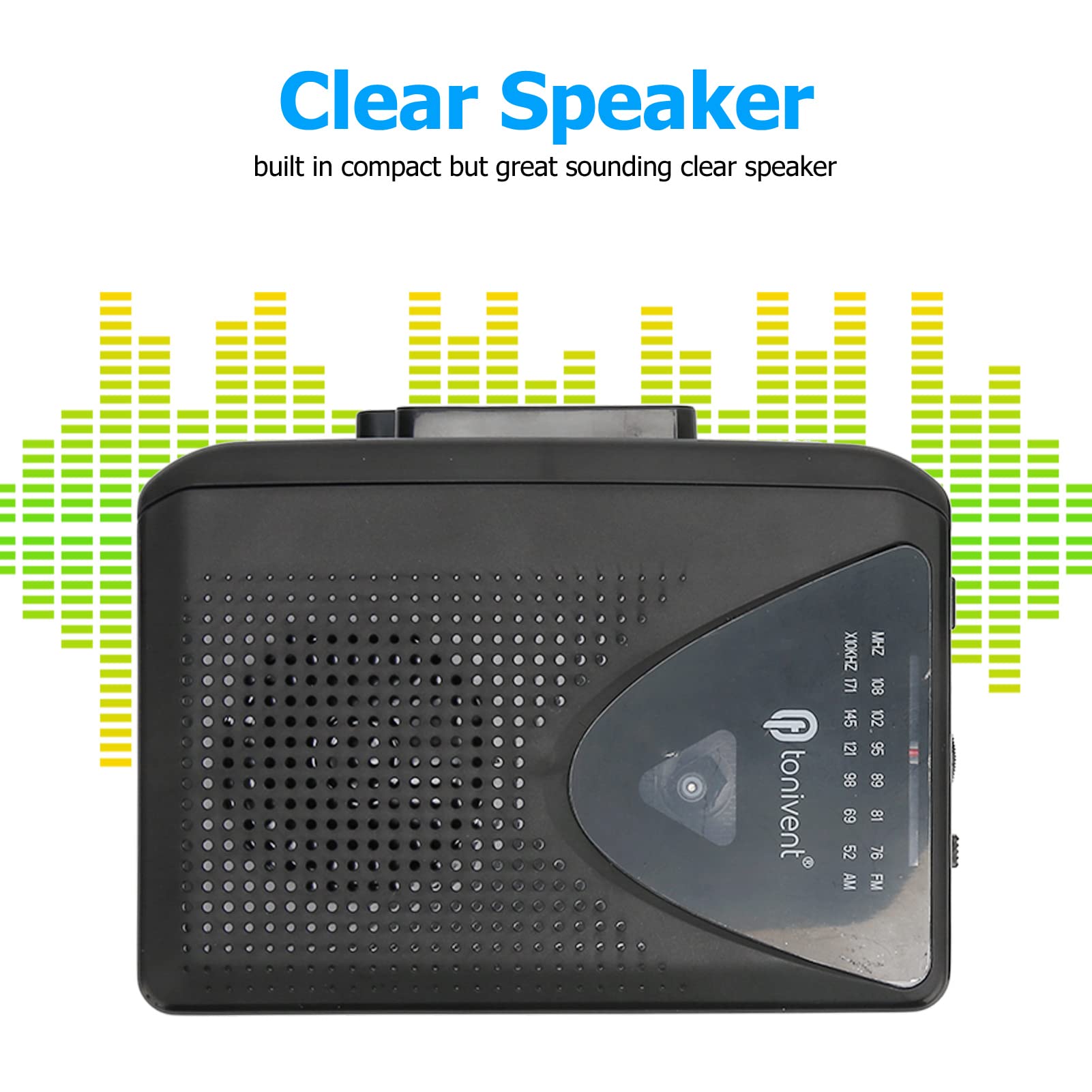 Bewinner Reproductor de Cassette Portátil, Grabadoras de Reproductor de Cinta FM Am Radio, Fuente de Alimentación USB DC 5V o 2 Pilas AA, para Interiores Al Aire Libre