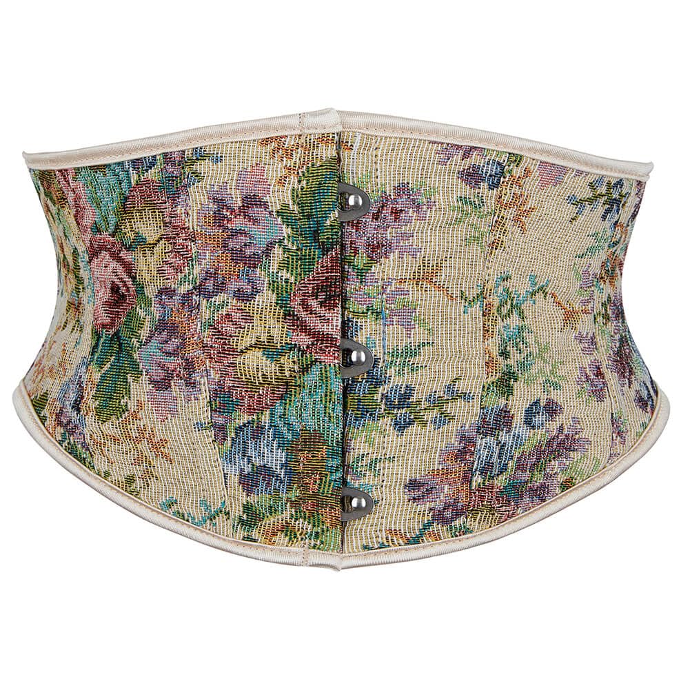 SHYMMUO Underbust Corset Brown Corset Belt Lacing Up Floral Waist Trainer Corsets Top