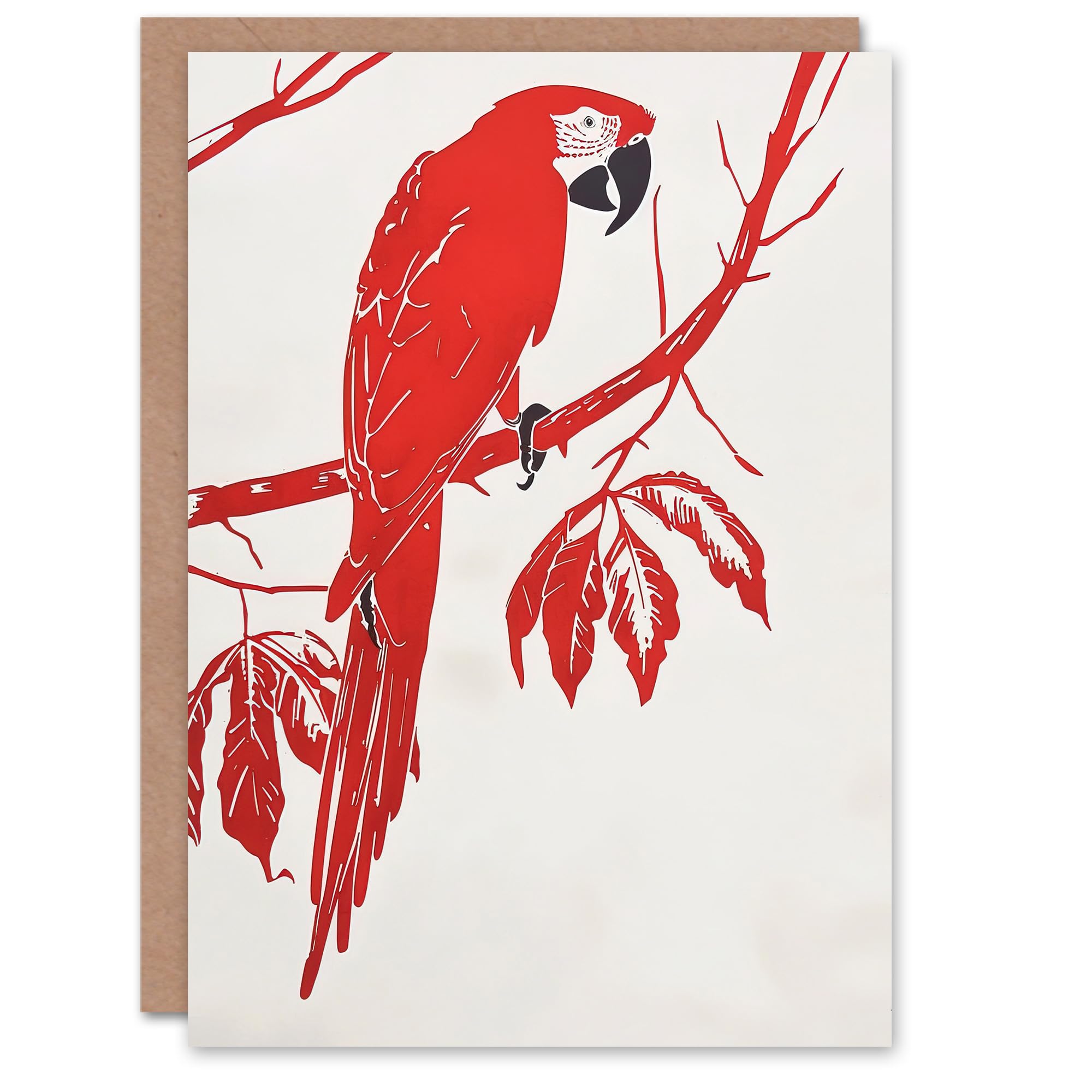 Artery8 Greeting Card Red Scarlet Macaw Parrot Bird Birthday