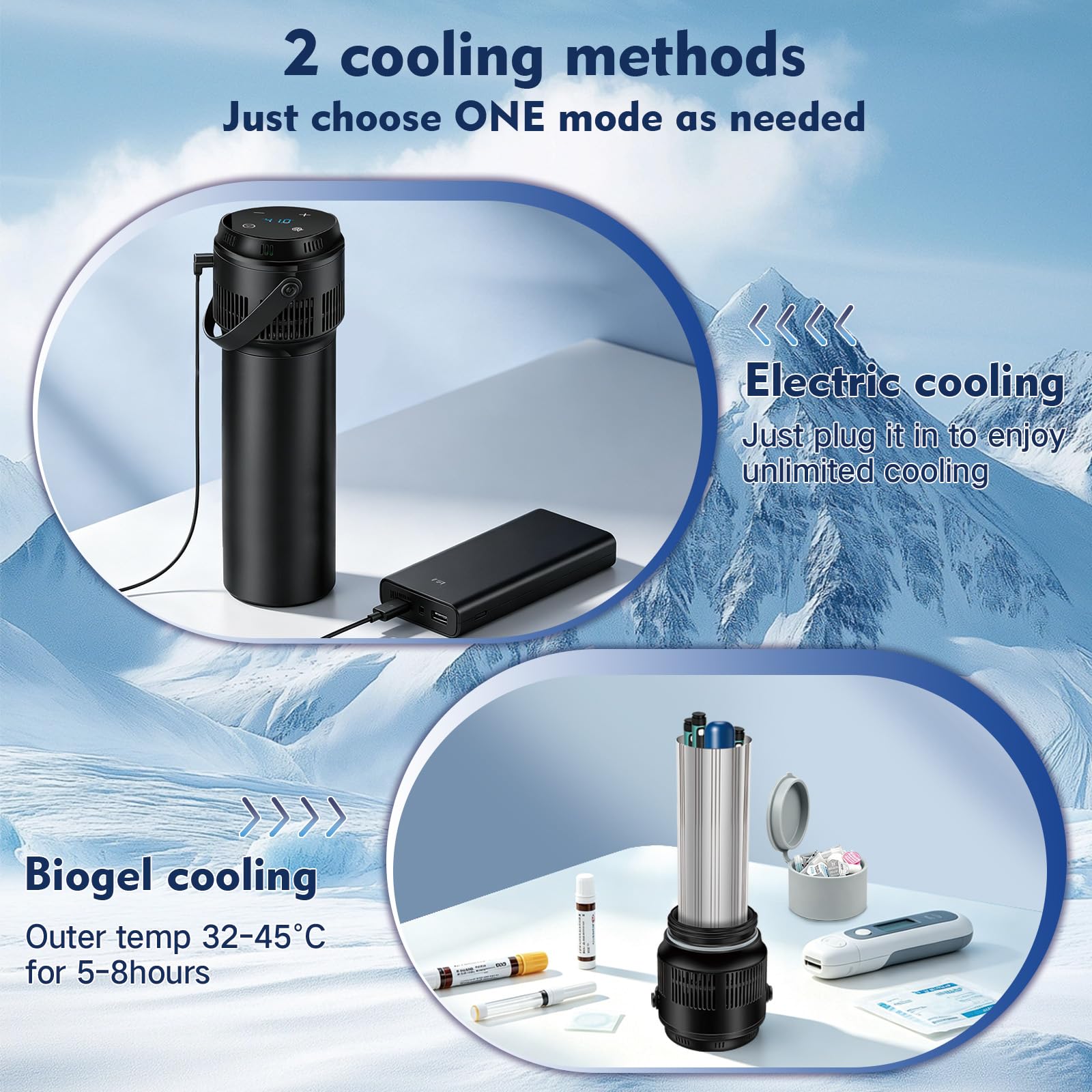 Sendowtek Nevera Insulina Viaje, Insulin Cooler Travel Case Recargable con Pack de Gel, Personalizado de 2 a 8℃ y Pantalla Temperatura, Estuche Medicamentos Portátil Eléctrico para Diabéticos
