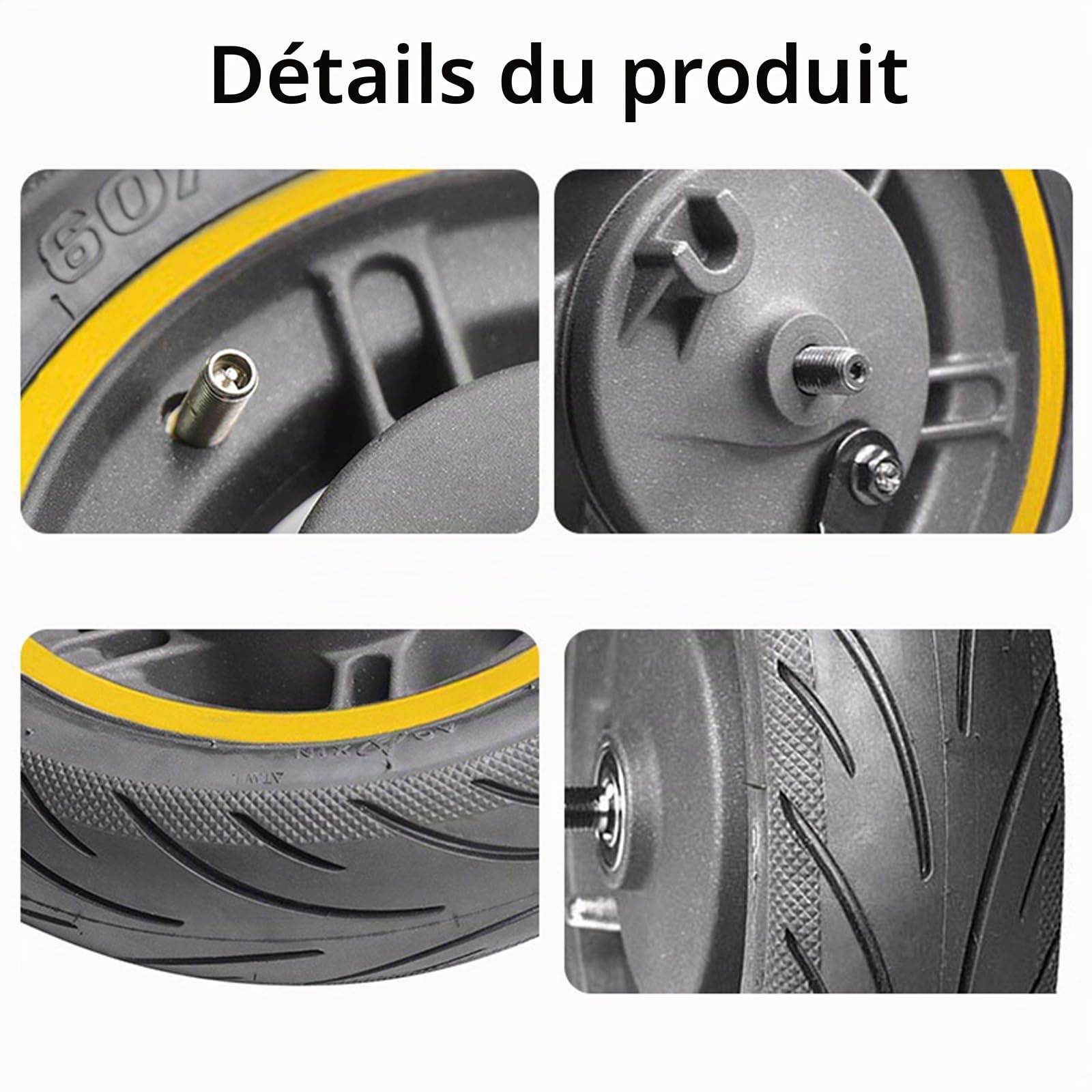 Roues Tubeless pour Segway Ninebot Max G30, 60/70-6,5 Scooter Roue Avant | Roue Avant de Trottinette Électrique de 10 Pouces avec Frein à Tambour