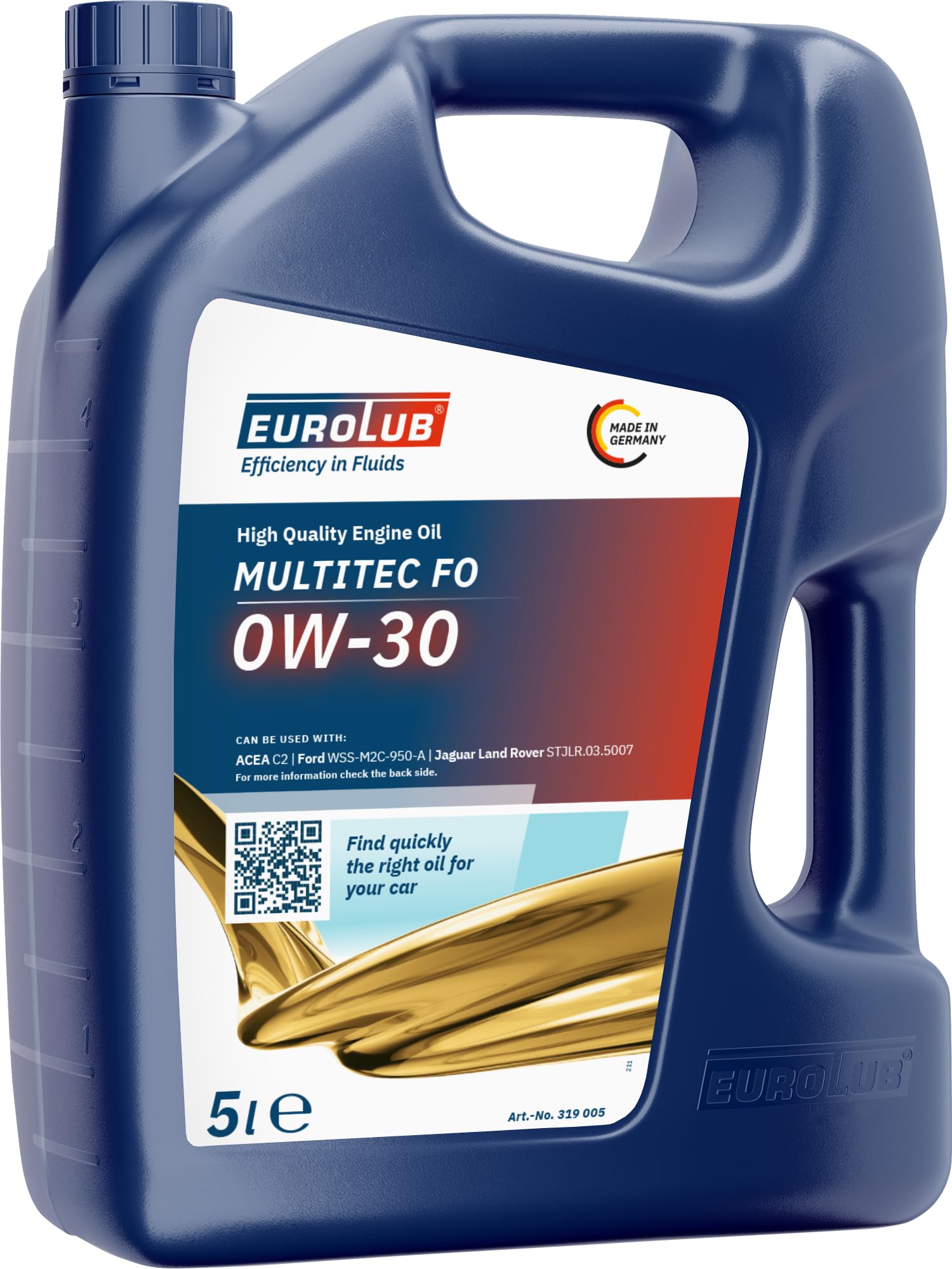 EUROLUB MULTITEC FO 0W-30 Motoröl, 5 Liter, schwarz