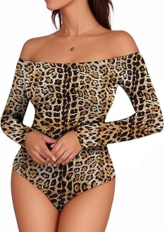 Mangopop Women' Long Sleeve Ribbed Bodysuit Jumpsuits