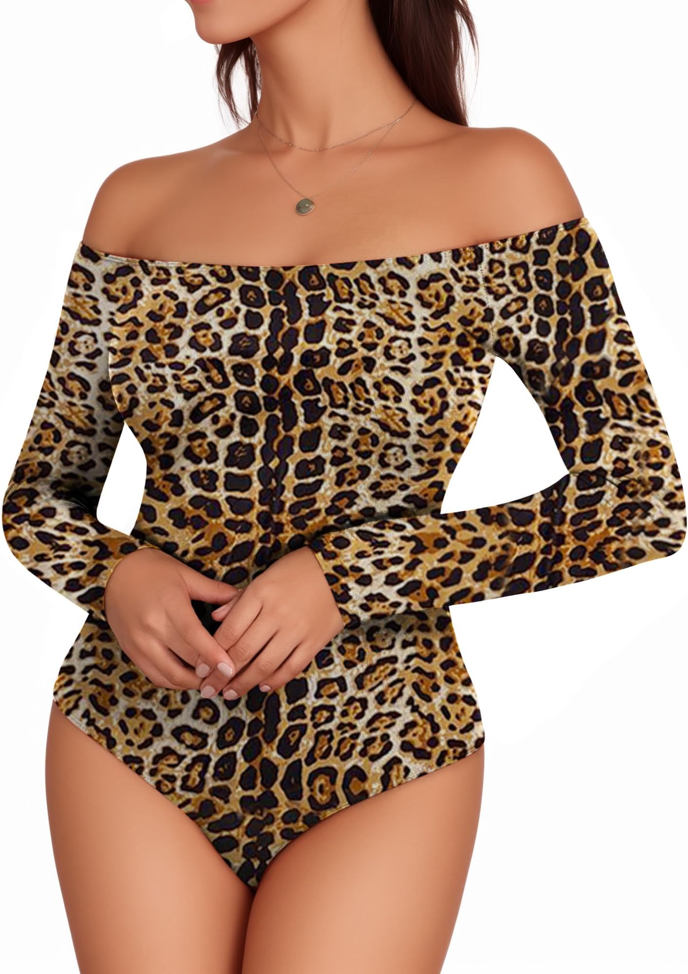 Mangopop Women' Long Sleeve Ribbed Bodysuit Jumpsuits