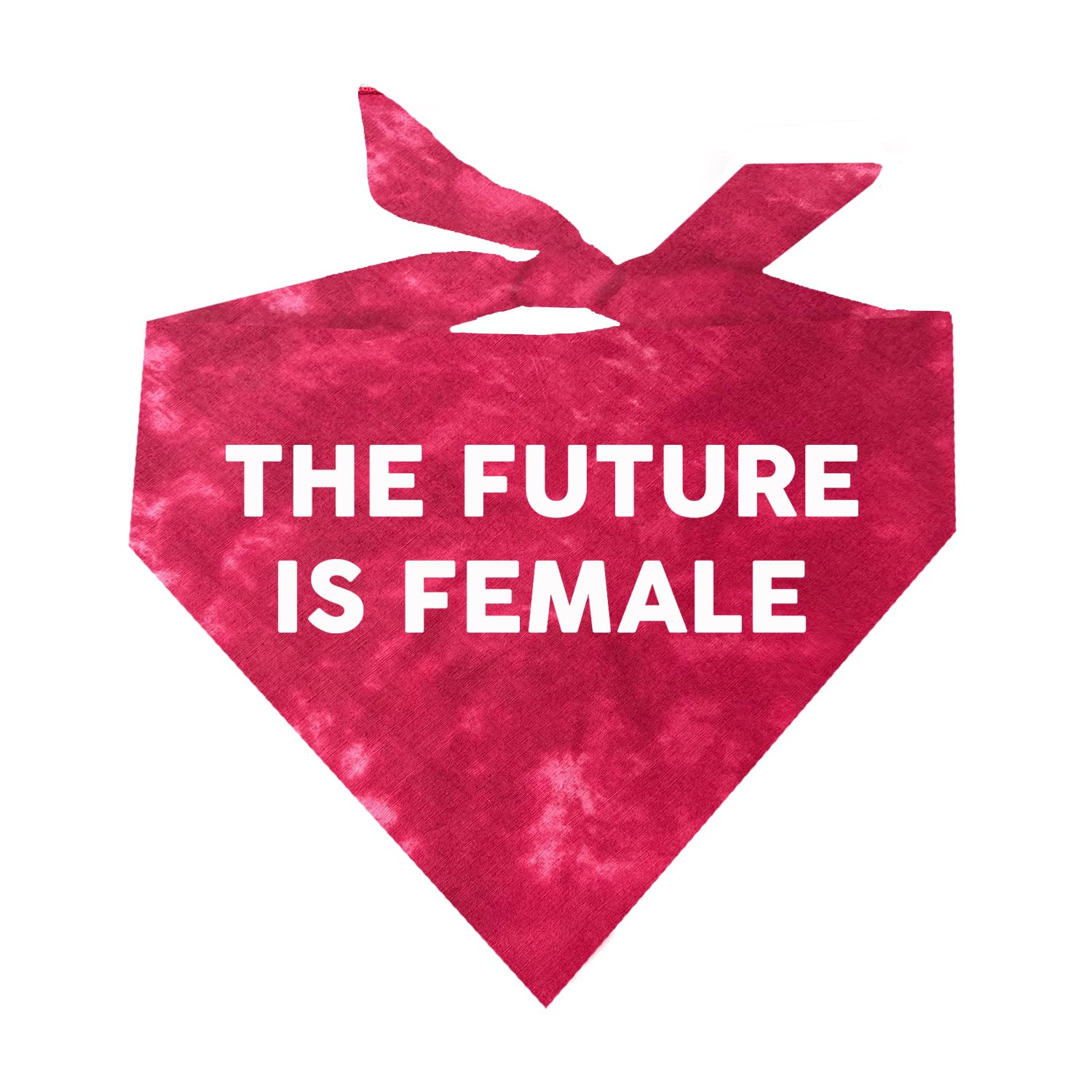 The Future is Female Dog Bandana | 100% Cotton Tie Dye Adjustable Triangle | Made in USA | Women's History Month | Feminist | Female Rights | One Size | Red Scrunch (283)