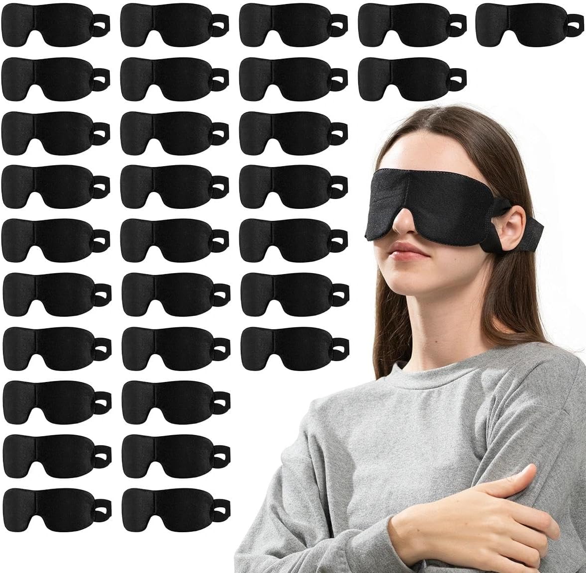 30 Pack Party Game Blindfolds, Disposable Blackout Sleep Masks Bulk for Men Women, Light Blocking Eye Mask for Team Building Adult Kids Activities Travel Sleeping
