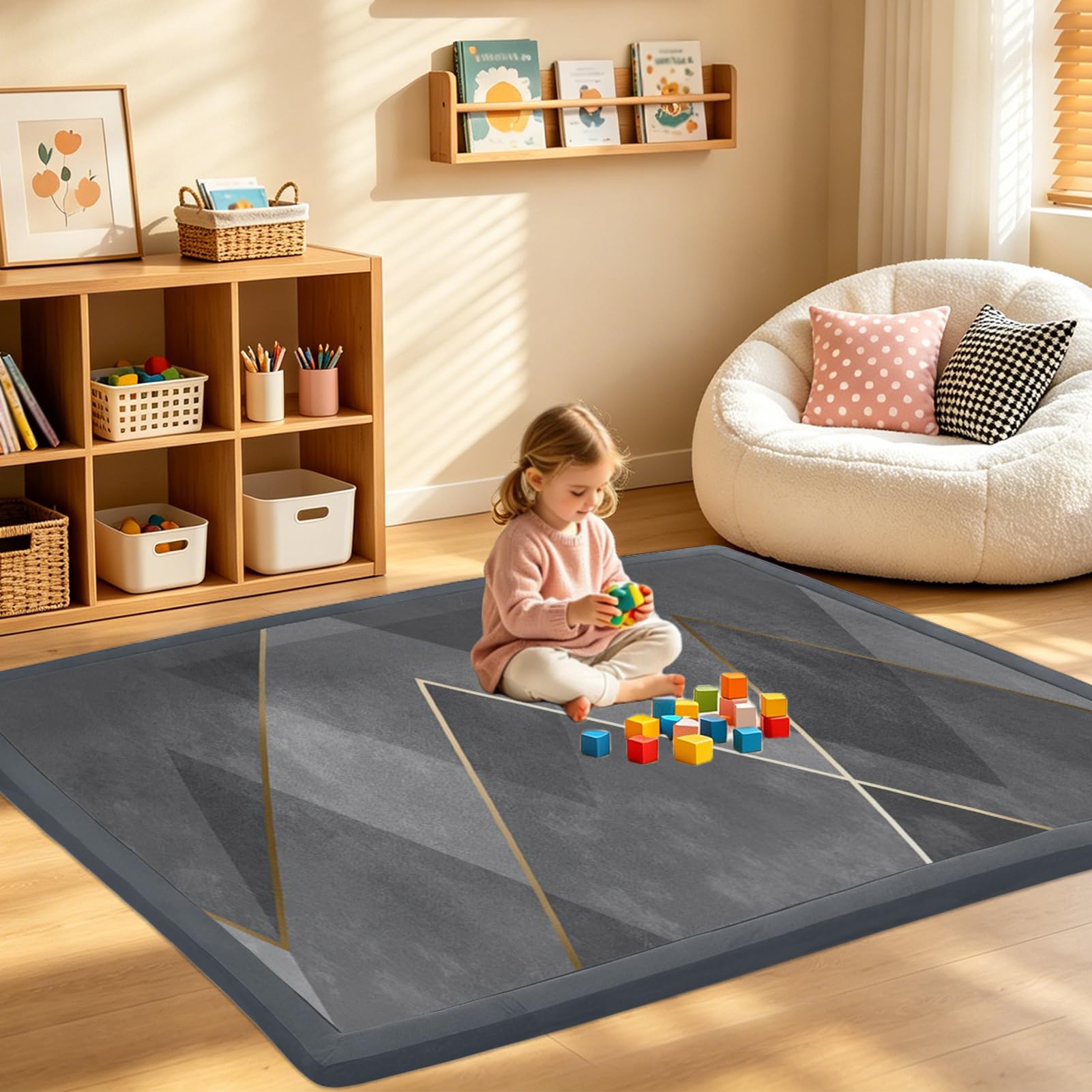 RZUMXOPY Baby Large Play Mat Non Slip Childrens Rug 140 x 180 cm Thick Kids Rugs for Crawling Soft Play Tummy Time