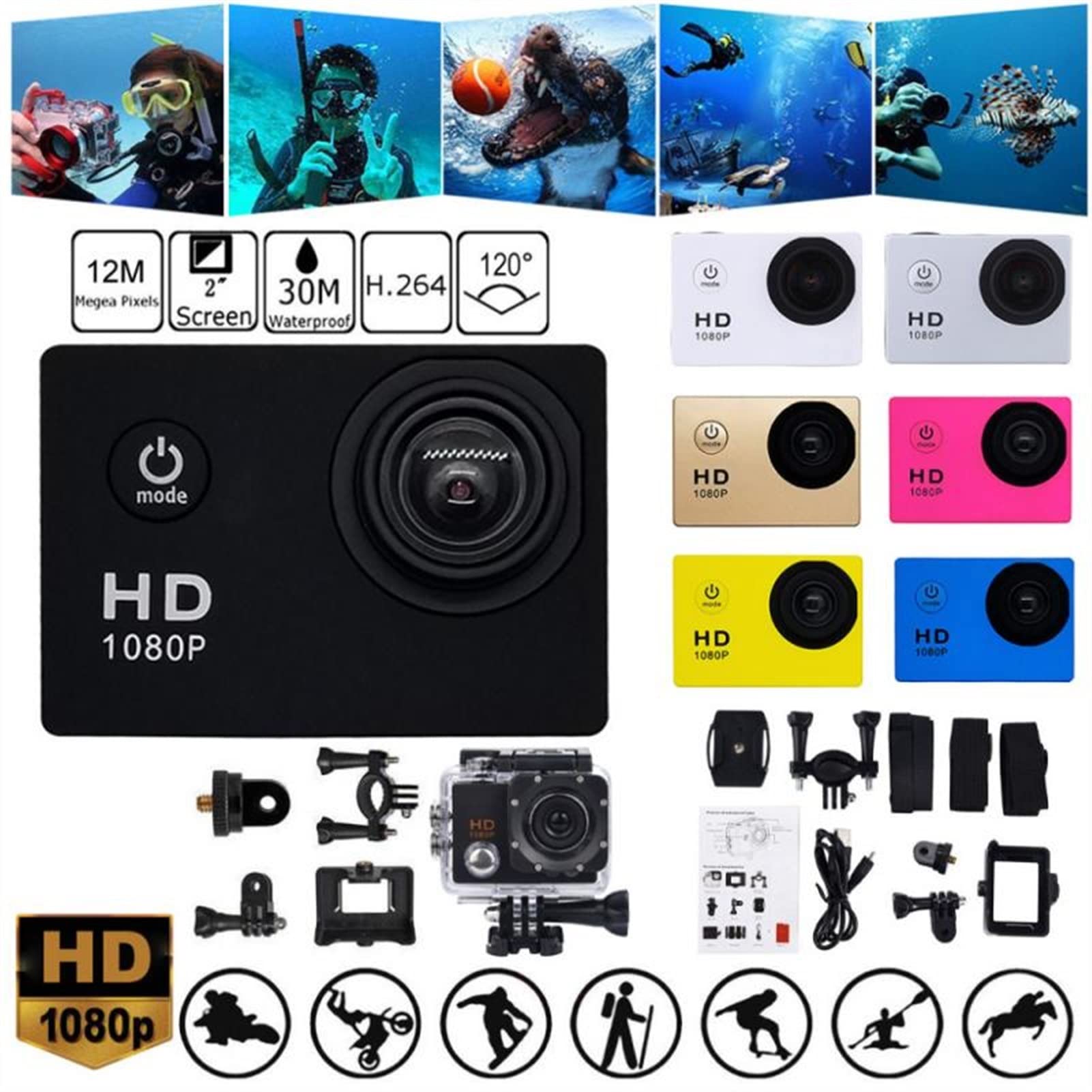 Amazon.co.jp: アクションカメラ hアクションカメラ4K、2インチ