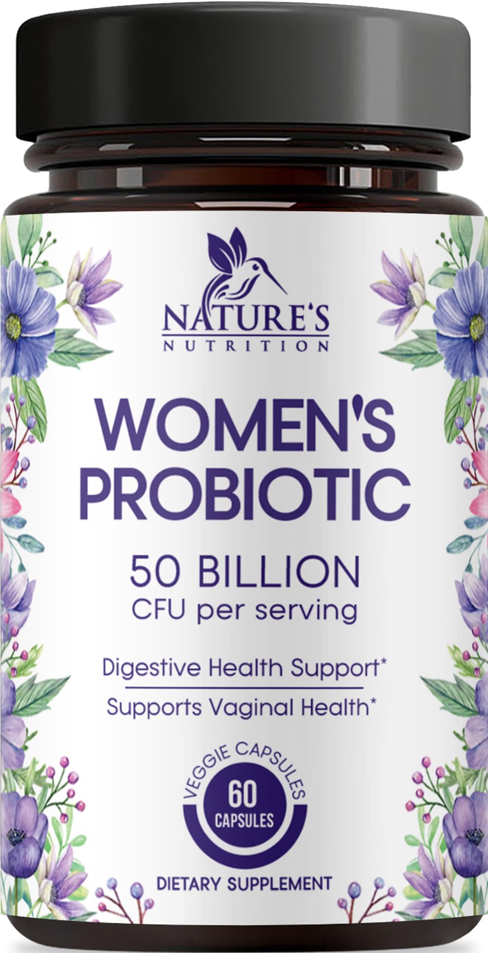 Probiotics for Women - Probiotic Blend 50 Billion CFU Per Cap - 16 Feminine Health Strains Women's Probiotic - Prebiotic for Vaginal PH Balance, Urinary UT Health Support - Bottled USA - 60 Capsules 60 Count (Pack of 1)