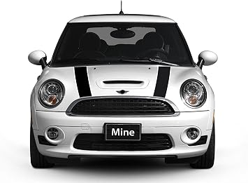 gs00144 Black with White Border Hood Stripes for MINI Cooper and S Hard Top F56 2014 - Present
