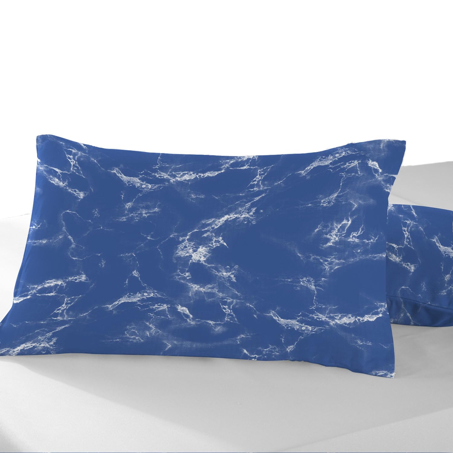 Pizuna Cotton Marble Blue Printed Pillowcases 2 Pack 48x74 400 Thread Count — image 1