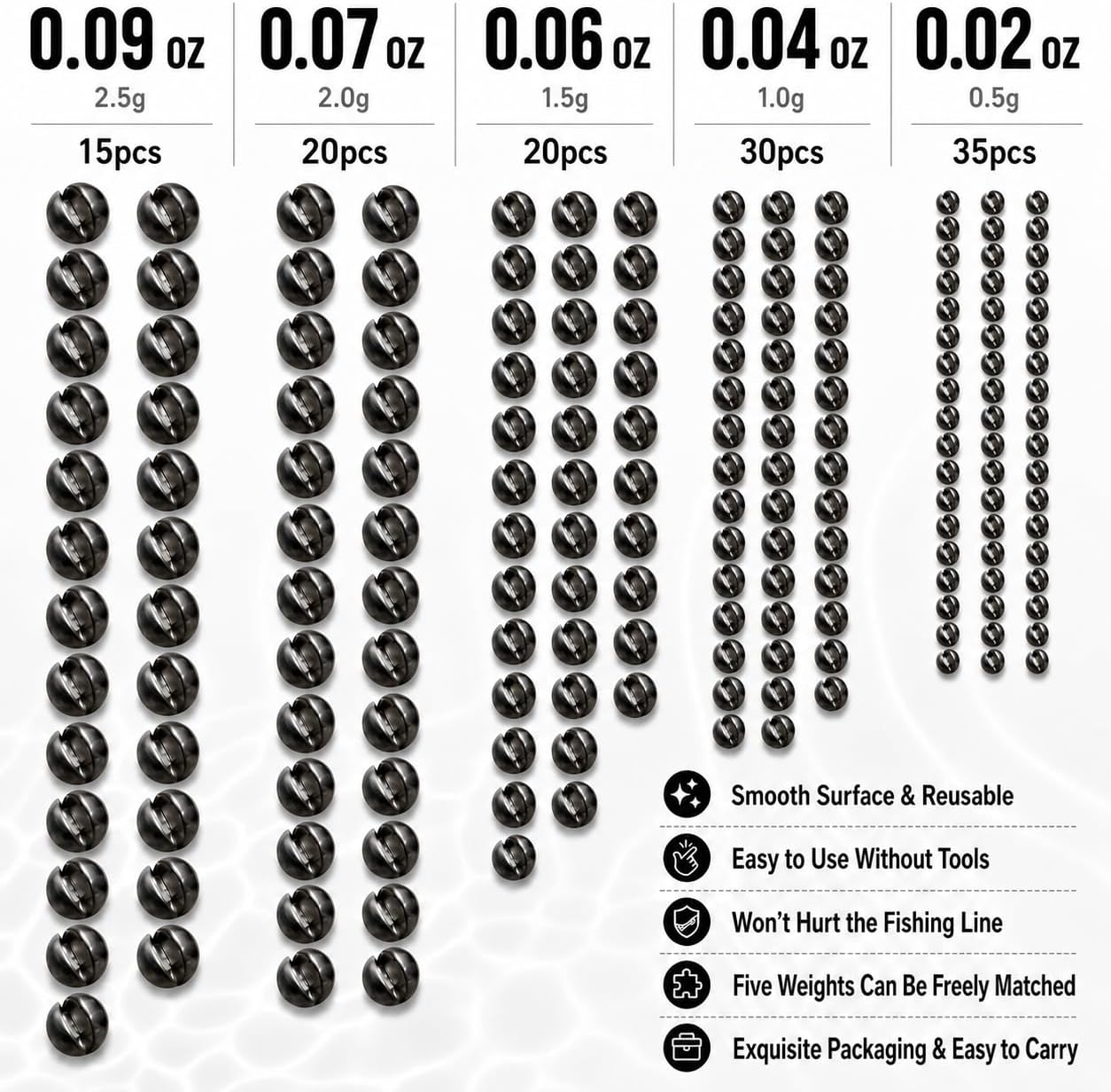 SANWEAL120PCS/200PCS Fishing Weights Sinkers - Premium Split ShotFishing Weights Sinkers - Round Removable Fishing Sinkers - 5/6 Sizes
