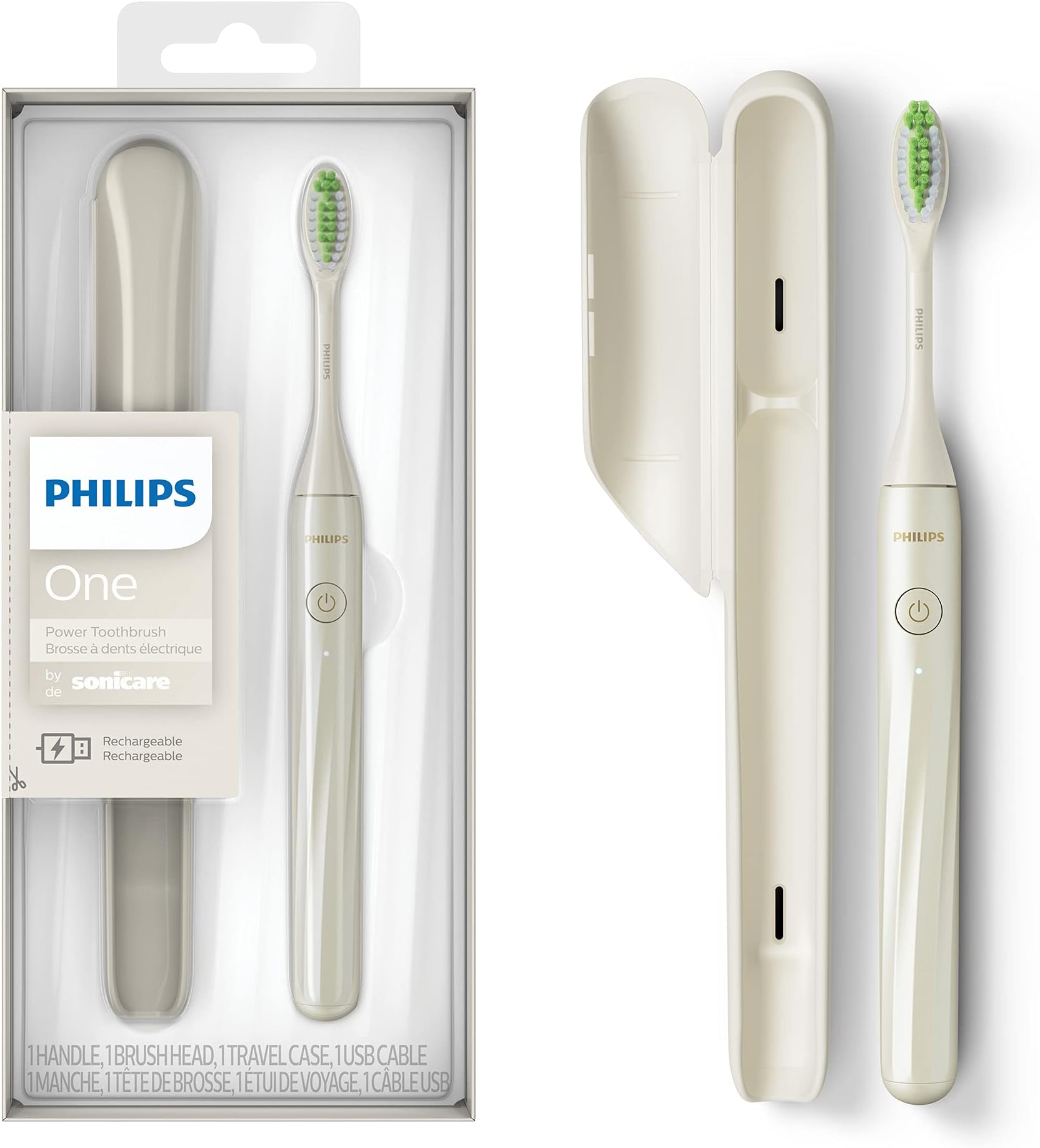 SONICARE Adult Philips One Rechargeable Automatic Toothbrush, White, Hy1200/27, 1 Piece
