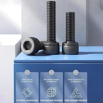 180Pcs M3x10mm Hex Socket Head Cap Screws Bolts,12.9 Grade Alloy Steel,Black Oxide Finish,Allen Socket Drive,Full Threads,with Hex Wrench, for Machinery, Automotive Engine Parts, Metal Fabrication
