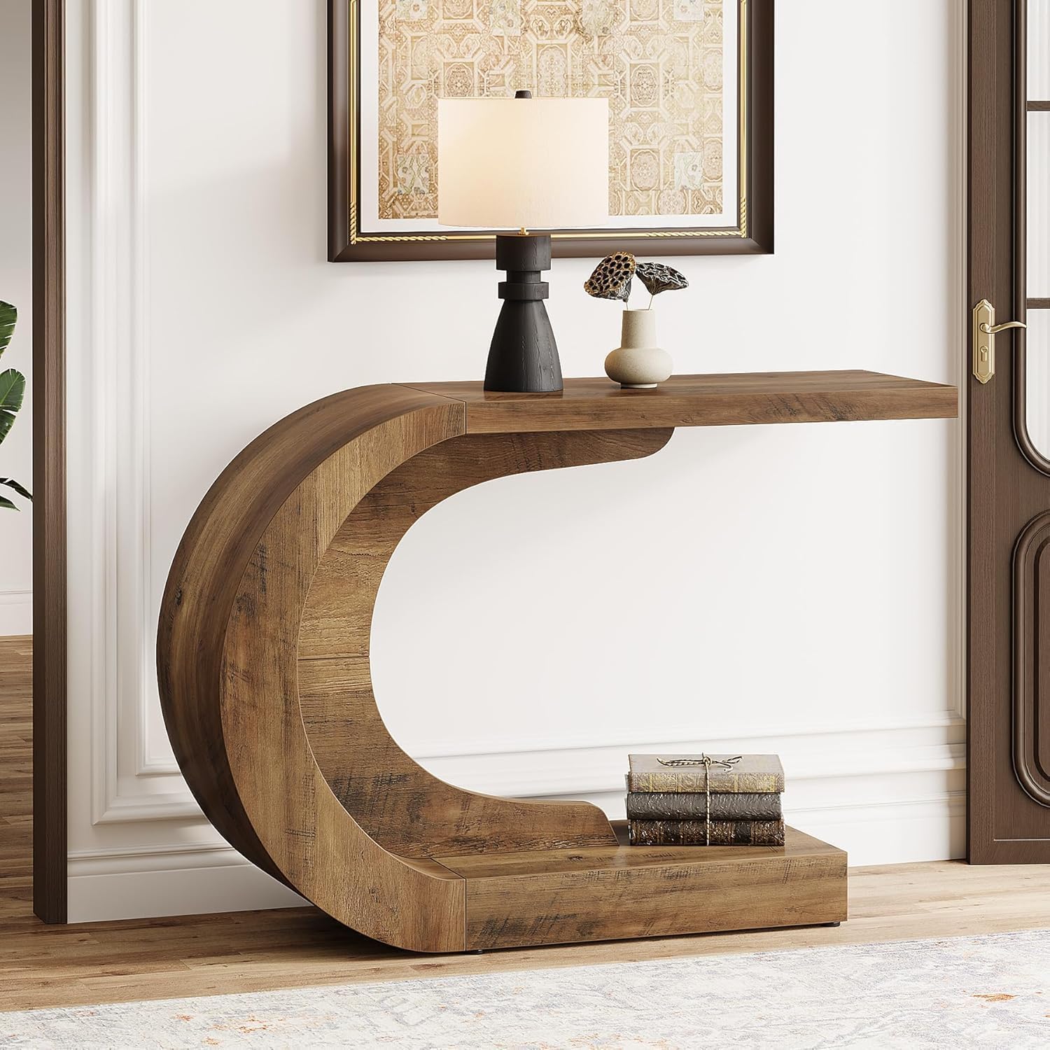 Tribesigns Mesa Consola, Muebles Entrada Recibidor Rústico, 110 x 35 x 75 cm, Consola Recibidor, Mueble Recibidor para Entrada, Estíbulo, Marrón