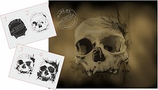 AS-312 Skull Airbrushstencil Step by Step Size M