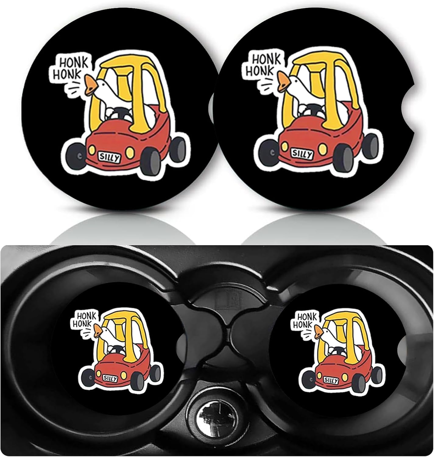 2PCS Goose Driving Car Cup Holder Coasters Universal Anti-Slip Rubber Mat