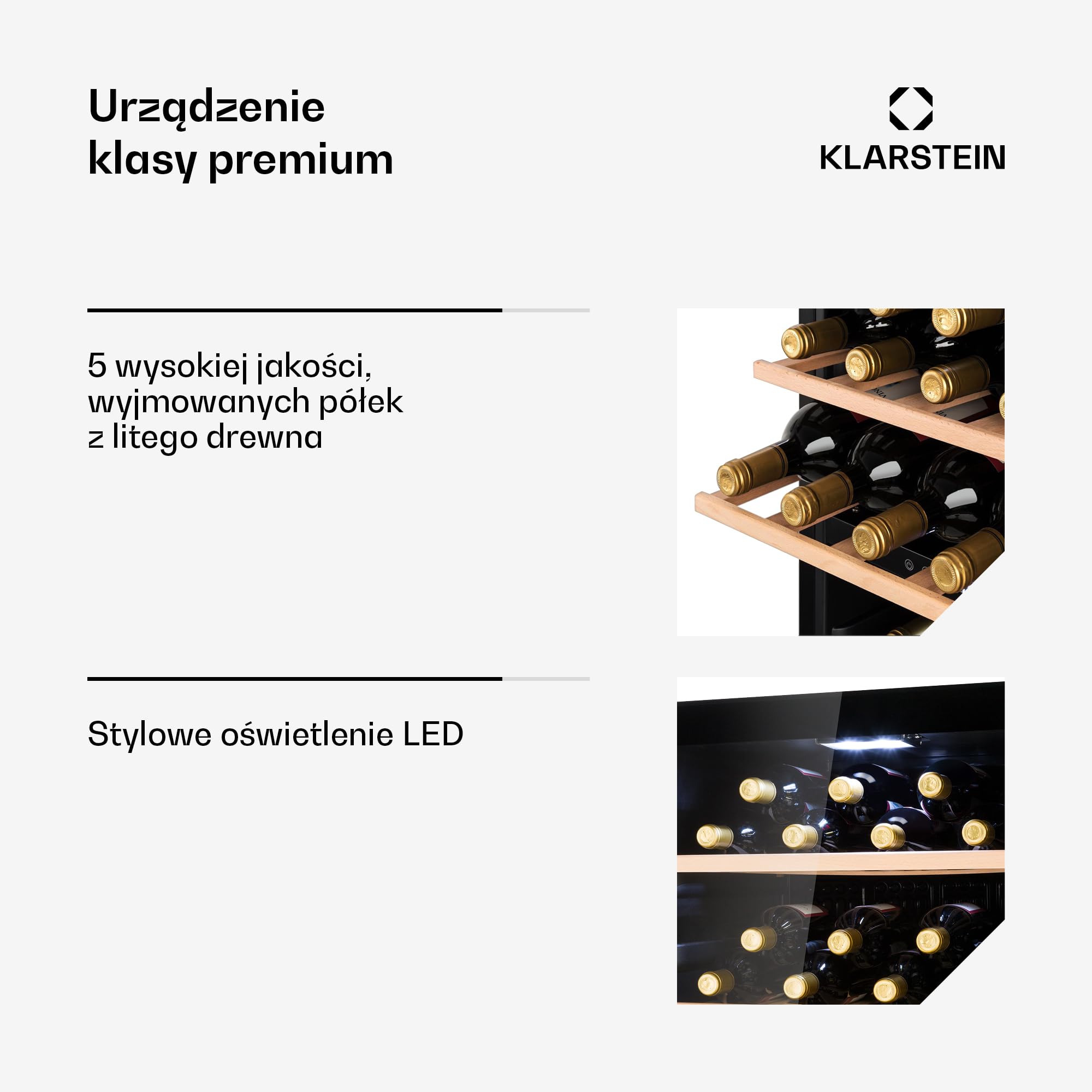 Klarstein Chłodziarka do wina, Wąska lodówka na napoje, 2 strefy, lodówka ze szklanymi drzwiami, Wolnostojące chłodziarki, Mała chłodziarka do wina, Ochrona UV, 5-18°C, 102 butelki