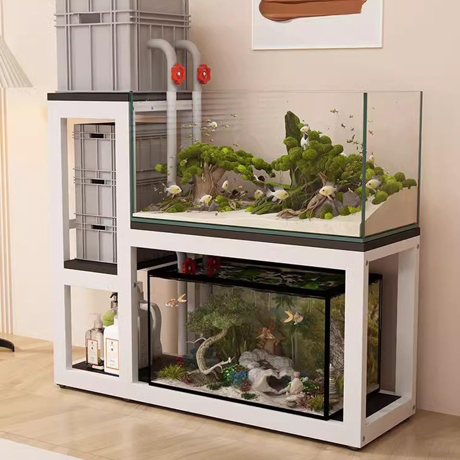 Support en métal pour aquarium blanc de 100 cm pour sublimer le salon familial
