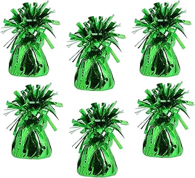 Chochkees 6-Count Green Metallic Balloon Weights, Birthday Party Favors, Novelty and Gag Gifts, 5.5" Inches, 6-Pack Green