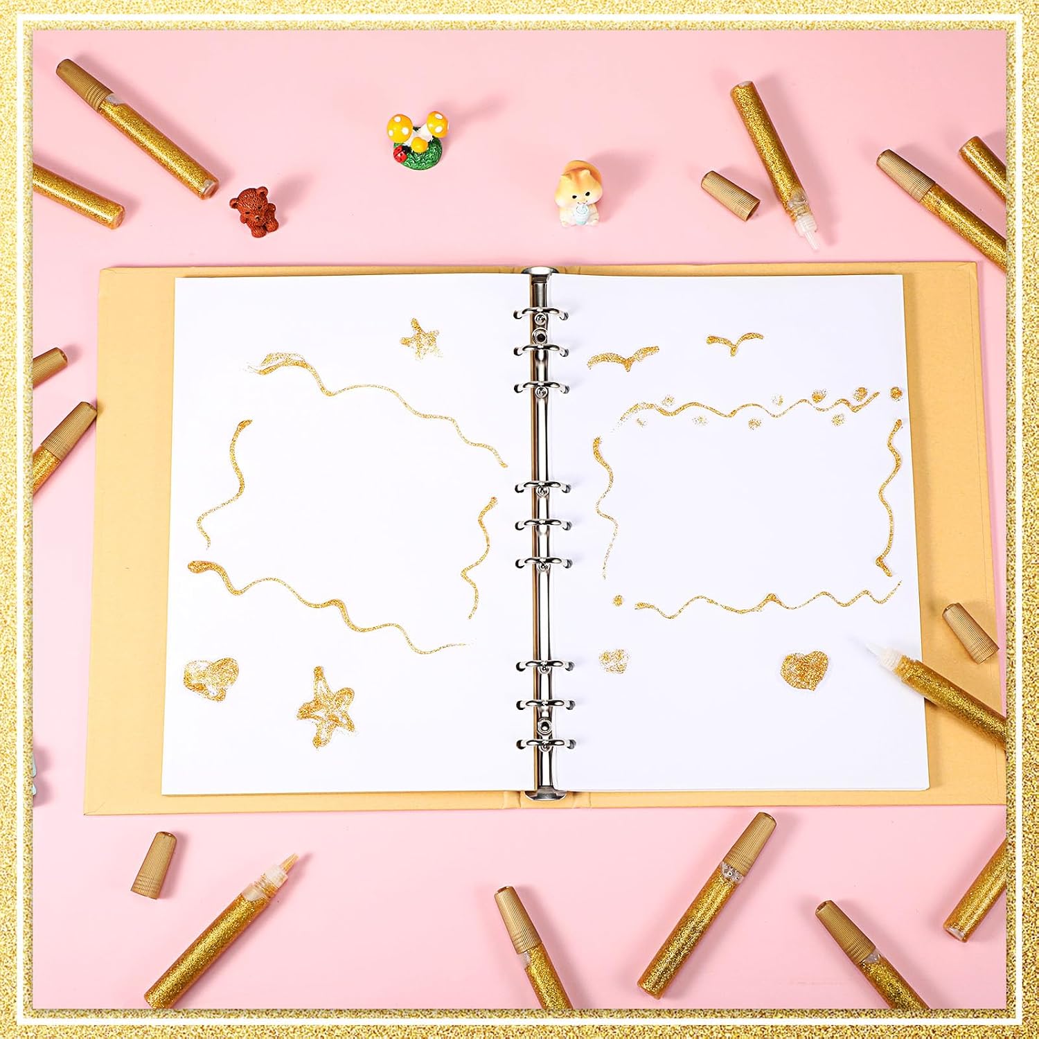 Cholemy 30 Pcs Glitter Glue Pens Glitter Stick Set for Crafts Washable Markers Painting Pens for DIY Arts Projects Scrapbooking Holiday Greeting Card Decorating Supplies (Gold)